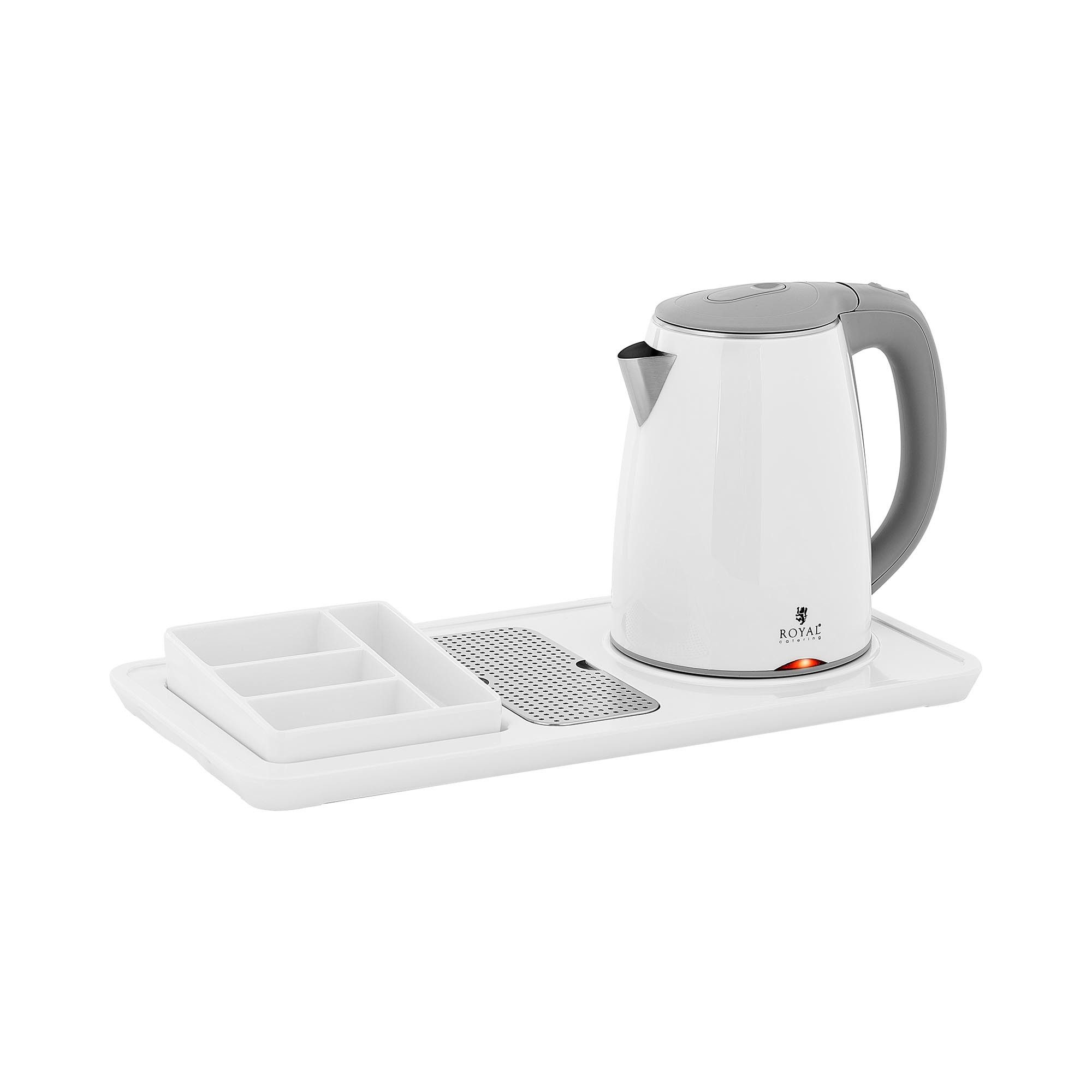 Royal Catering Wasserkocher Hotel-Wasserkocher mit Kaffee- und Teestation weiß 1,2 L 1800 W, 1.2 l, 1800 W