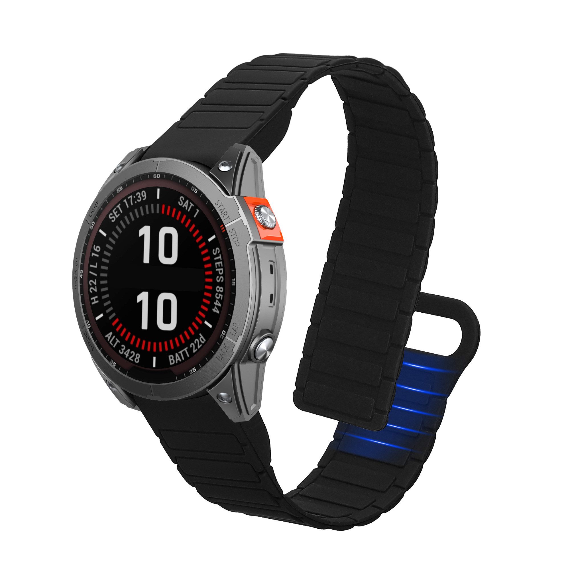 kwmobile Ersatzarmband für Garmin Fenix 8 47mm / Fenix E 47mm / Fenix 7 / 7 Pro Smartwatch, 1-tlg., Fitnesstracker Silikon Band mit Magnetverschluss