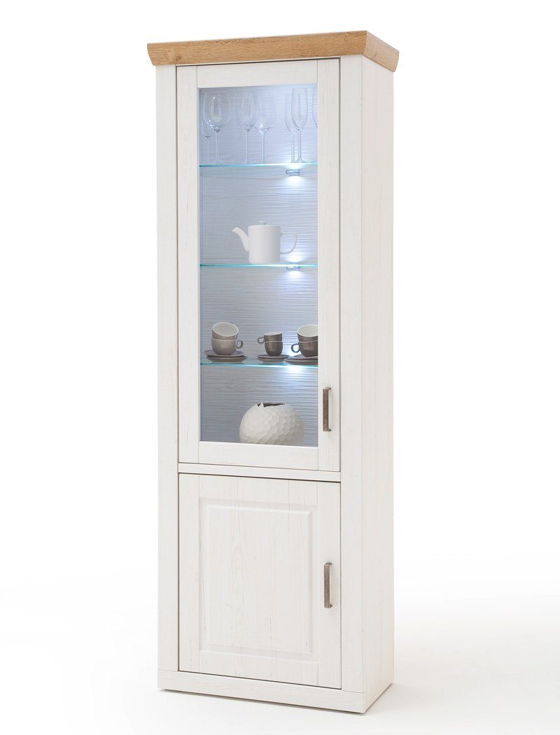 expendio Vitrine Bruneck 4 Pinie weiss 73x210x40 cm Landhausstil montiert