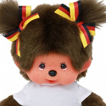 Monchhichi Plüschfigur Mädchen im Deutschland-Kleid 20 cm Monchhichi Puppe zwei Zöpfchen