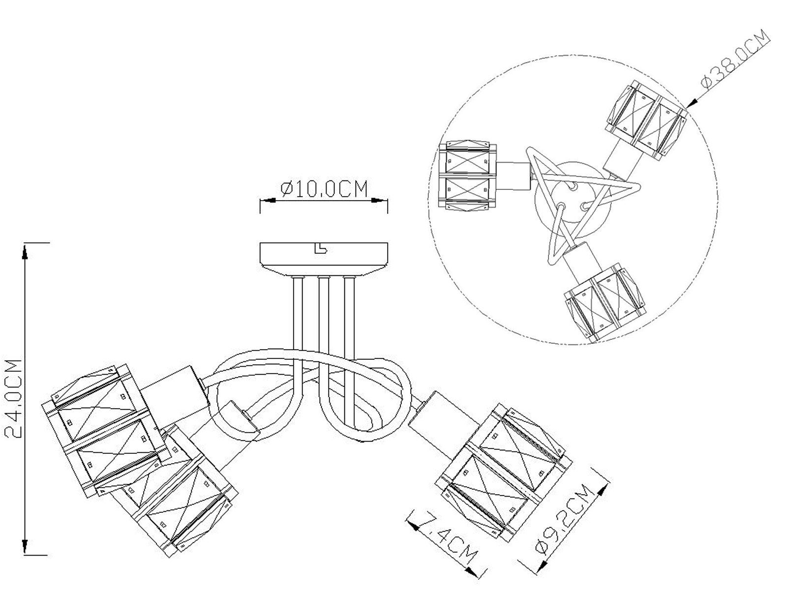 GLOBO LIGHTING LED Deckenleuchte, Dimmfunktion, LED wechselbar, warmweiß, ausgefallene mit Kristall Lampen-schirm mehrflammig Treppenhaus Ø 38cm