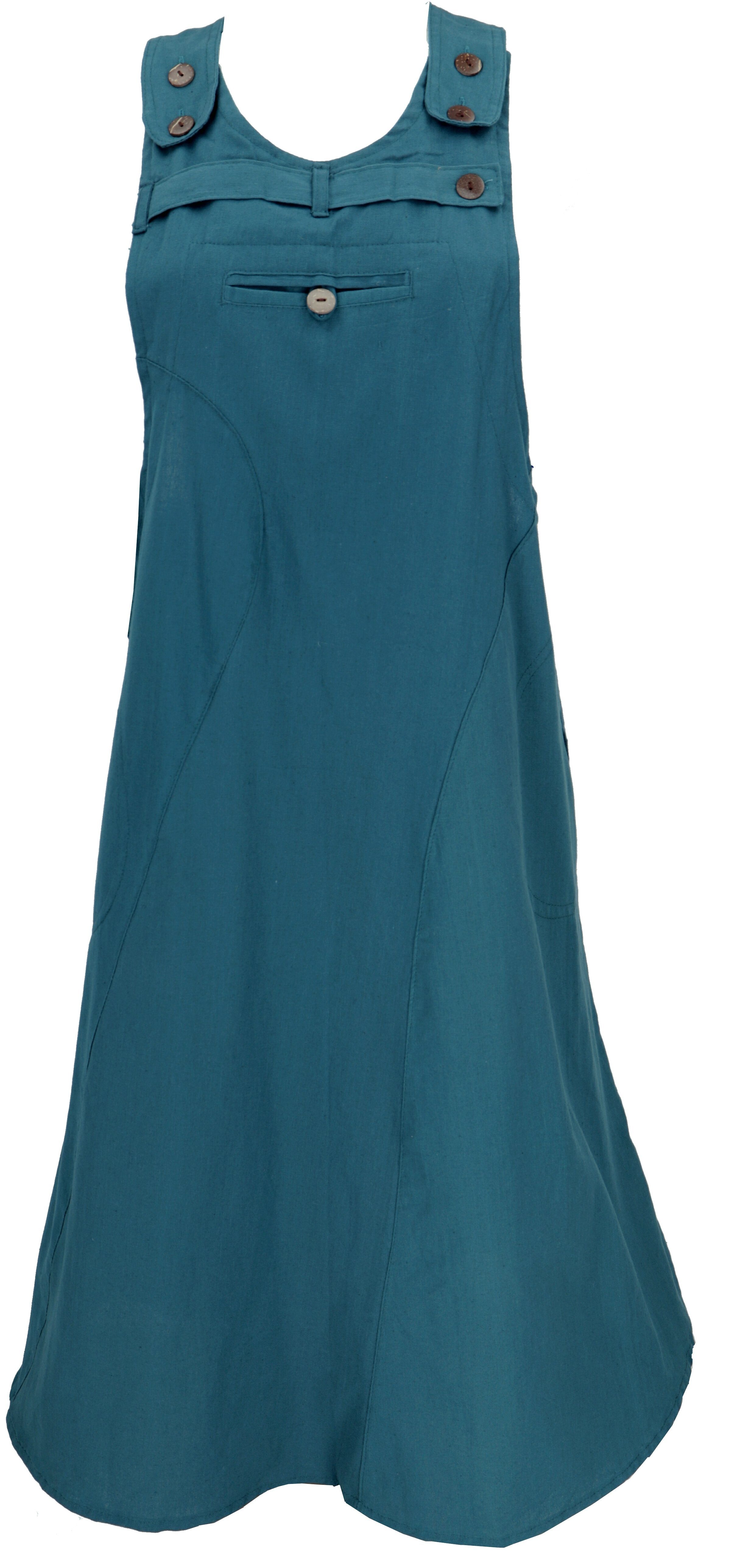 Guru-Shop Minirock Latzrock, Trägerkleid, Hippierock - petrol alternative Bekleidung