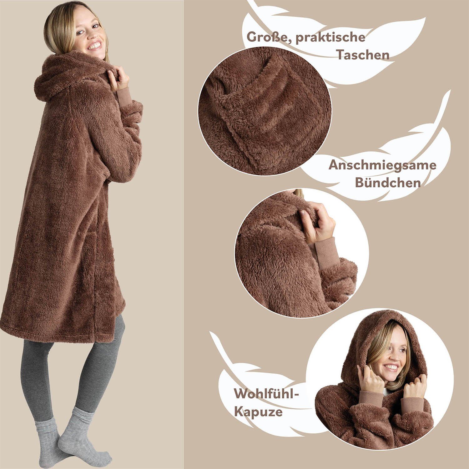 Blumtal Hoodie Ärmeldecke Unisex - flauschig mit Ärmeln - OEKO-TEX zertifiziert mit Ärmeln und Fußtasche