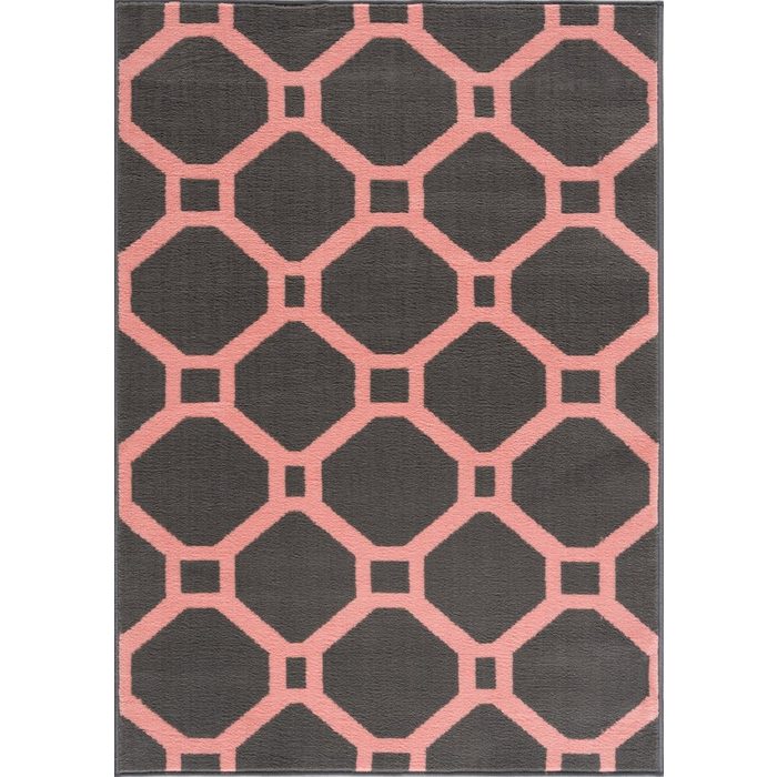 Teppich Teppich modern Design rosa Sehrazat rechteckig Höhe: 5 mm Design geometrisch gemustert Waben Muster für Wohnzimmer Esszimmer Schlafzimmer Kinderzimmer Garderobe & Diele Gästezimmer Arbeitszimmer