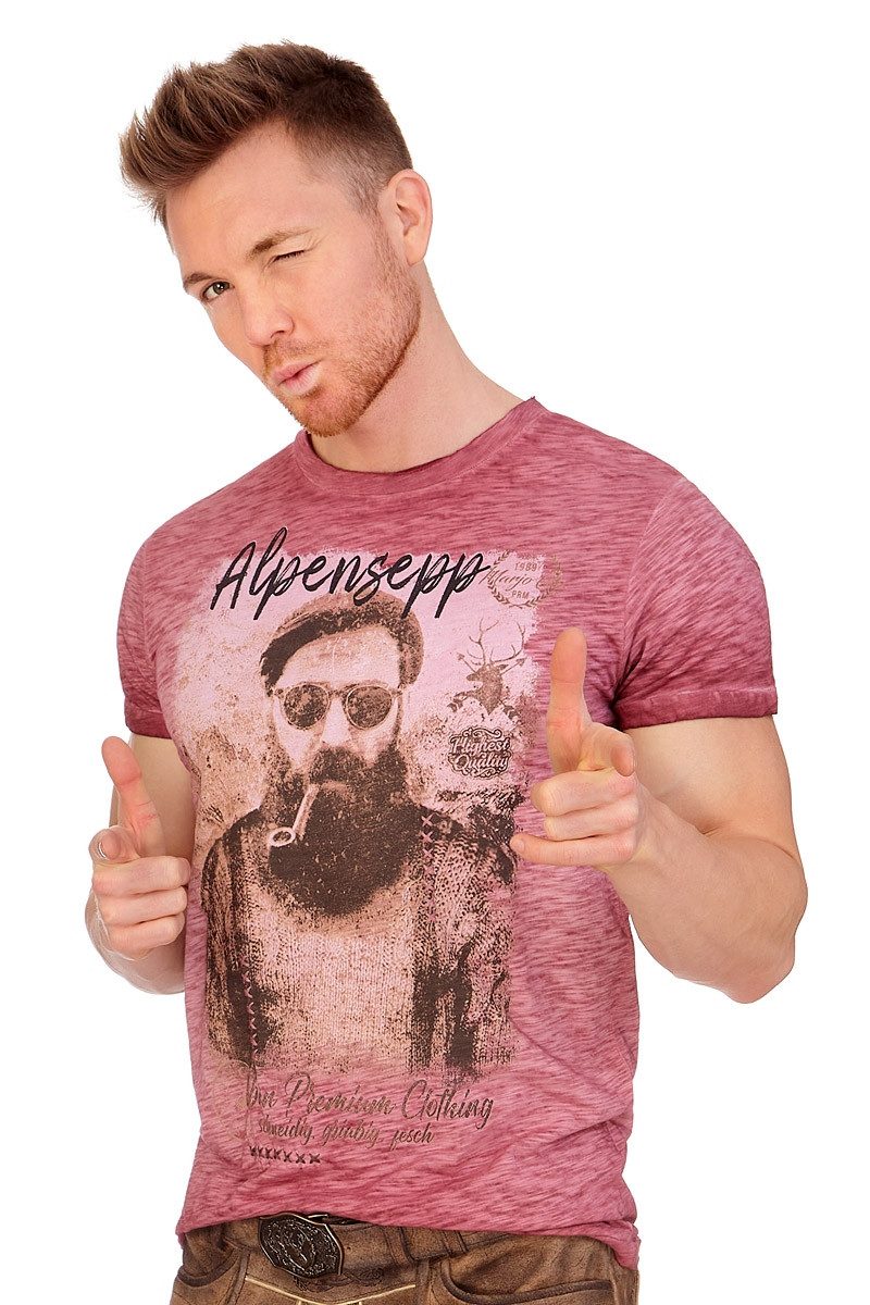 MarJo Trachtenshirt Trachtenshirt Herren - ALPENSEPP - bordeaux