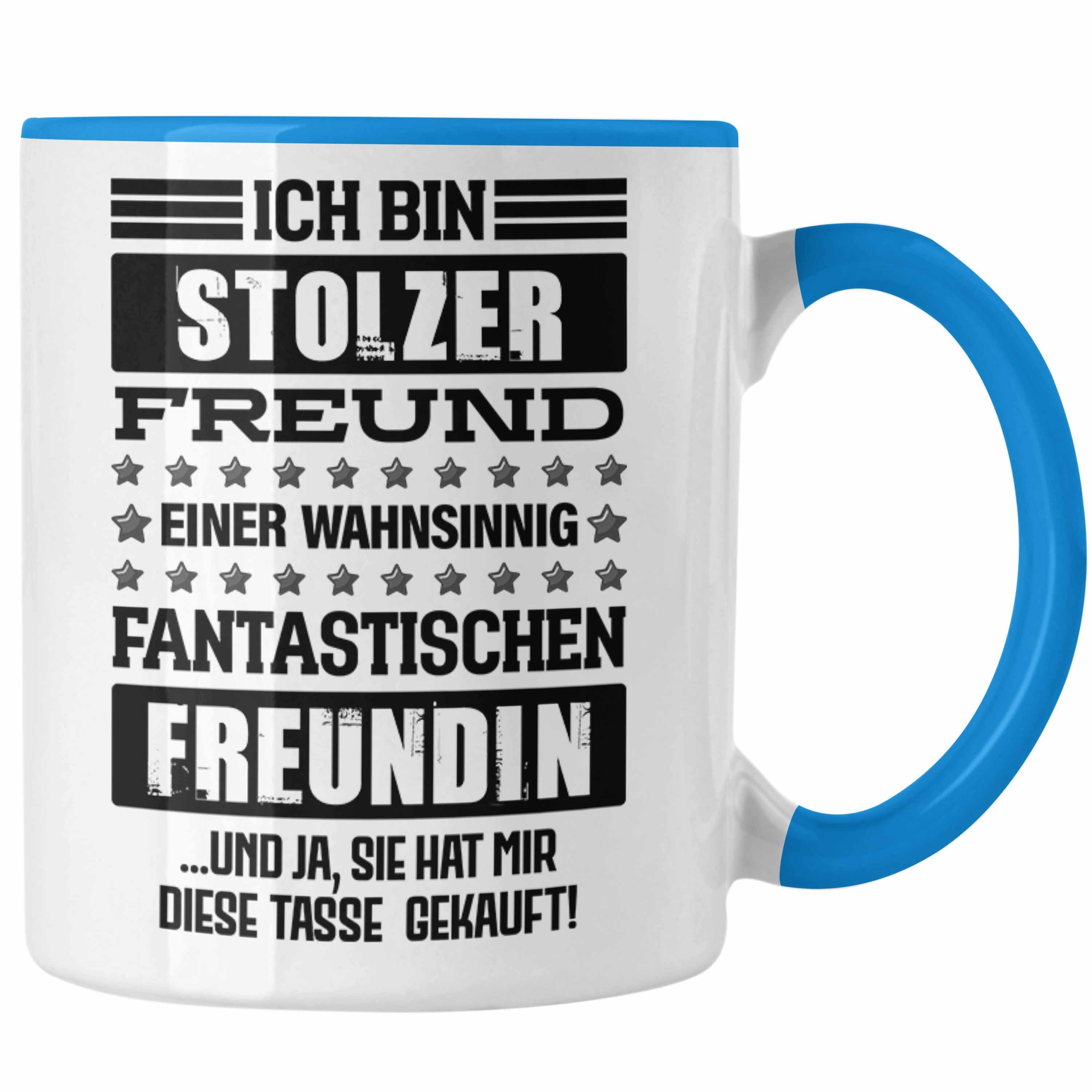 Trendation Tasse Trendation - Geschenk für Freund von Freundin Tasse Lustig Geburtstag Weihnachten Lustig Stolzer Freund Blau