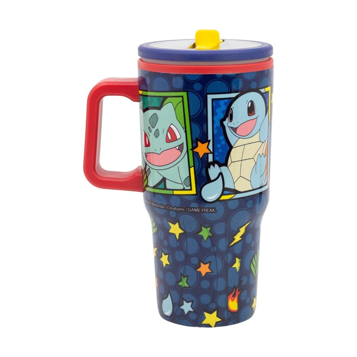 POKEMON JUEGO DE CARTAS Thermobecher - 640 ml Edelstahl doppelwandiger Trinkbecher mit Trinkhalm, 1-tlg., Edelstahl