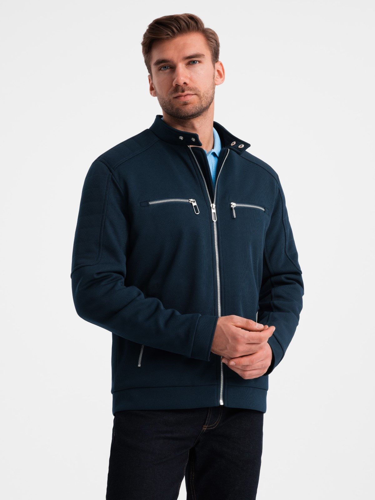 OMBRE Bikerjacke Bikerjacke mit Stehkragen günstig online kaufen