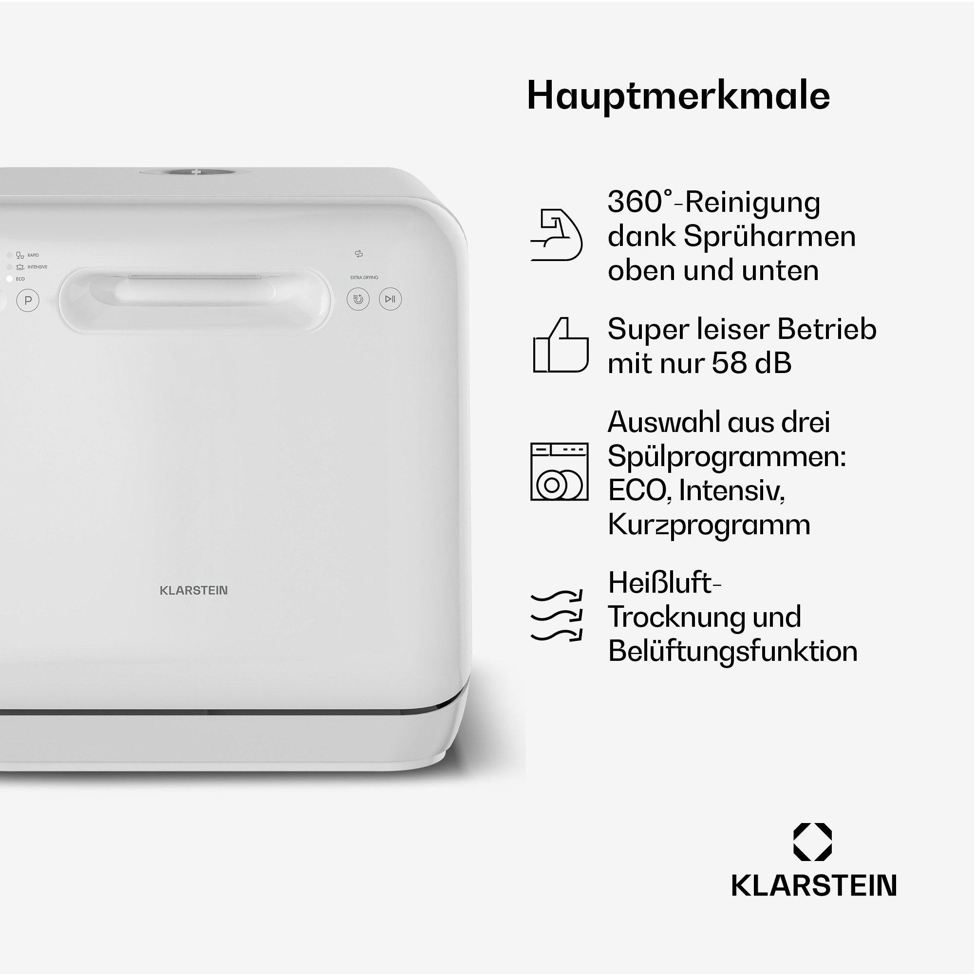 Klarstein Standgeschirrspüler 10047348, 3 l, Mini Spühlmaschine freistehend 5 L Camping Tragbar ECO – Bild 4 von 5