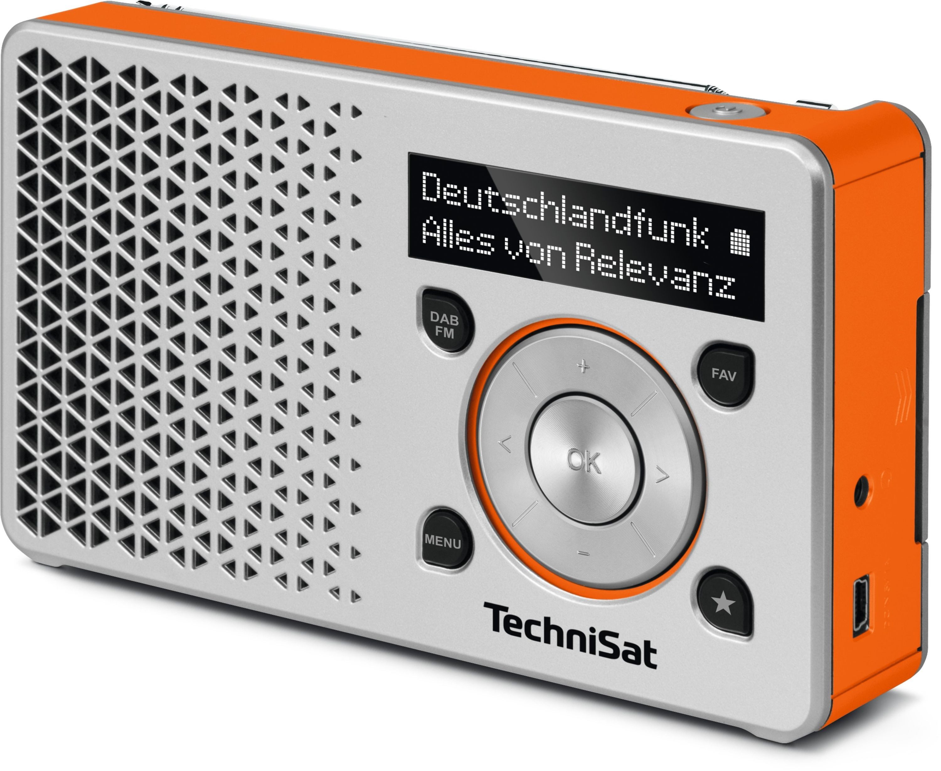 TechniSat DIGITRADIO 1 Digitalradio (DAB) (Digitalradio (DAB), FM-Tuner mit RDS, 1 W, bis zu 10 Stunden Akku, OLED-Display, passive Bassmembran)