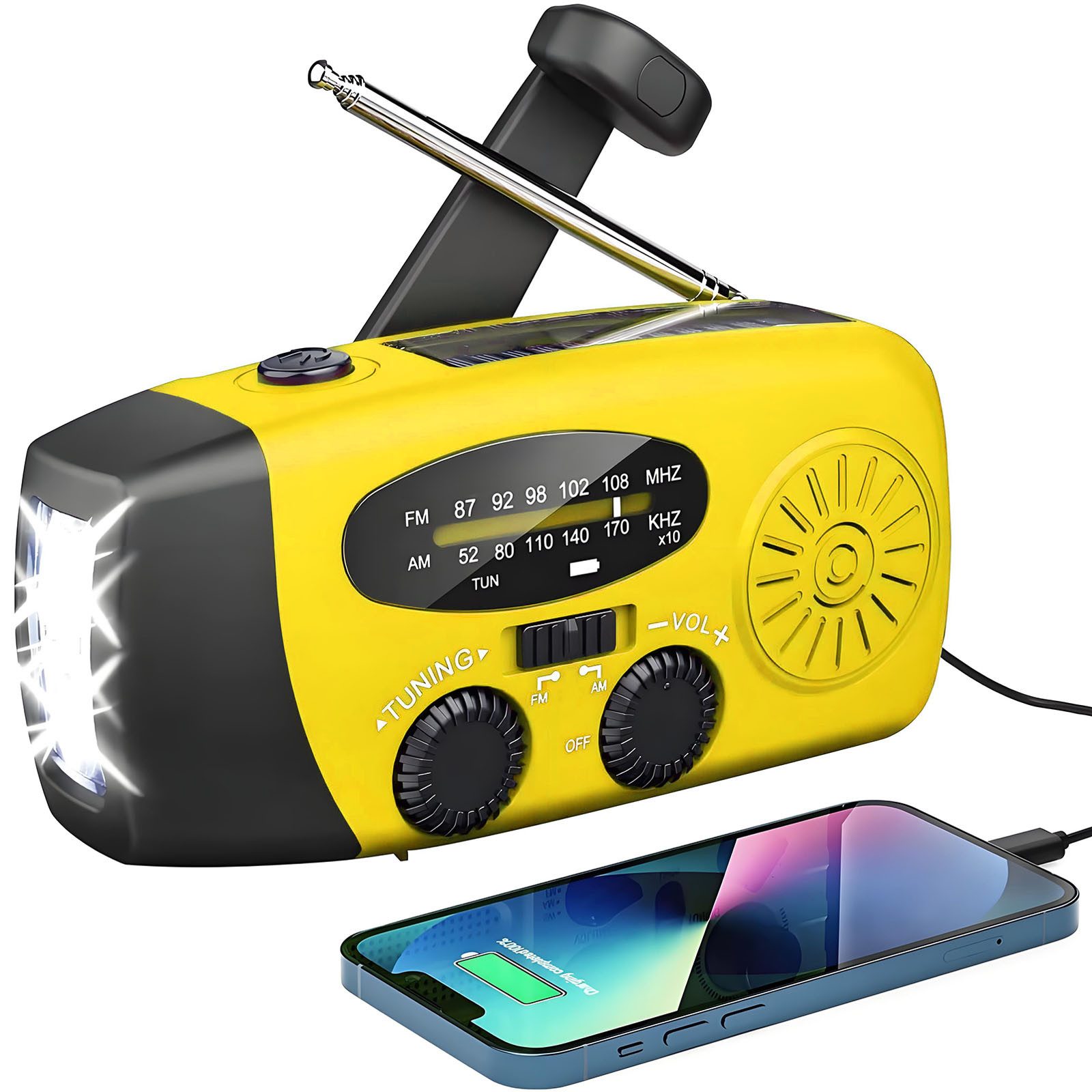 Solarbaby Solar Radio, AM/FM Kurbelradio mit Handy Ladefunktion Notfallradio Notfallradio