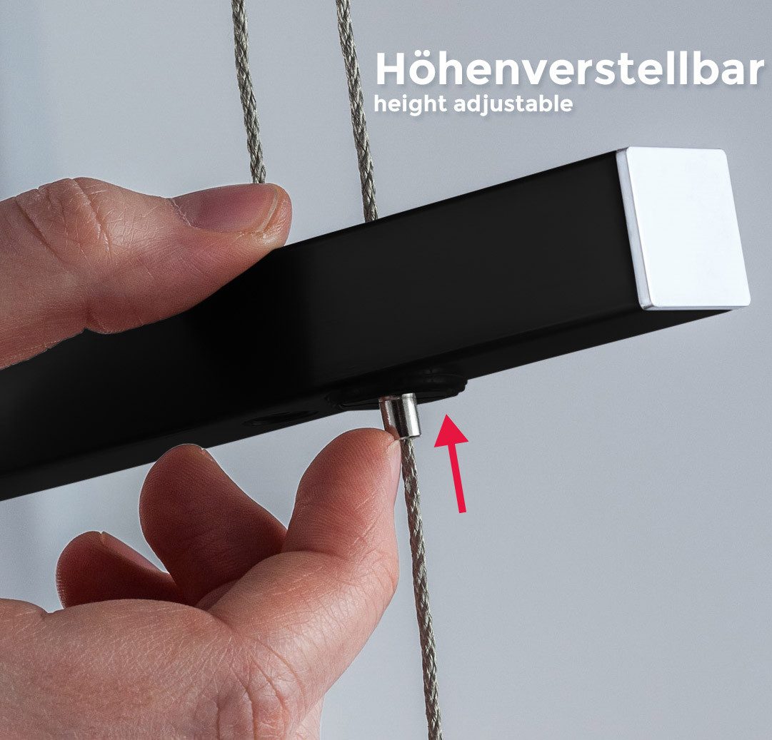 B.K.Licht LED Pendelleuchte dimmbar Hängeleuchte 85cm höhenverstellbar 95-175cm silber - BKL1001, LED fest integriert, Warmweiß, Deckenleuchte 20W 1600lm Esszimmerlampe Küchenlampe Lampenschirm Glas