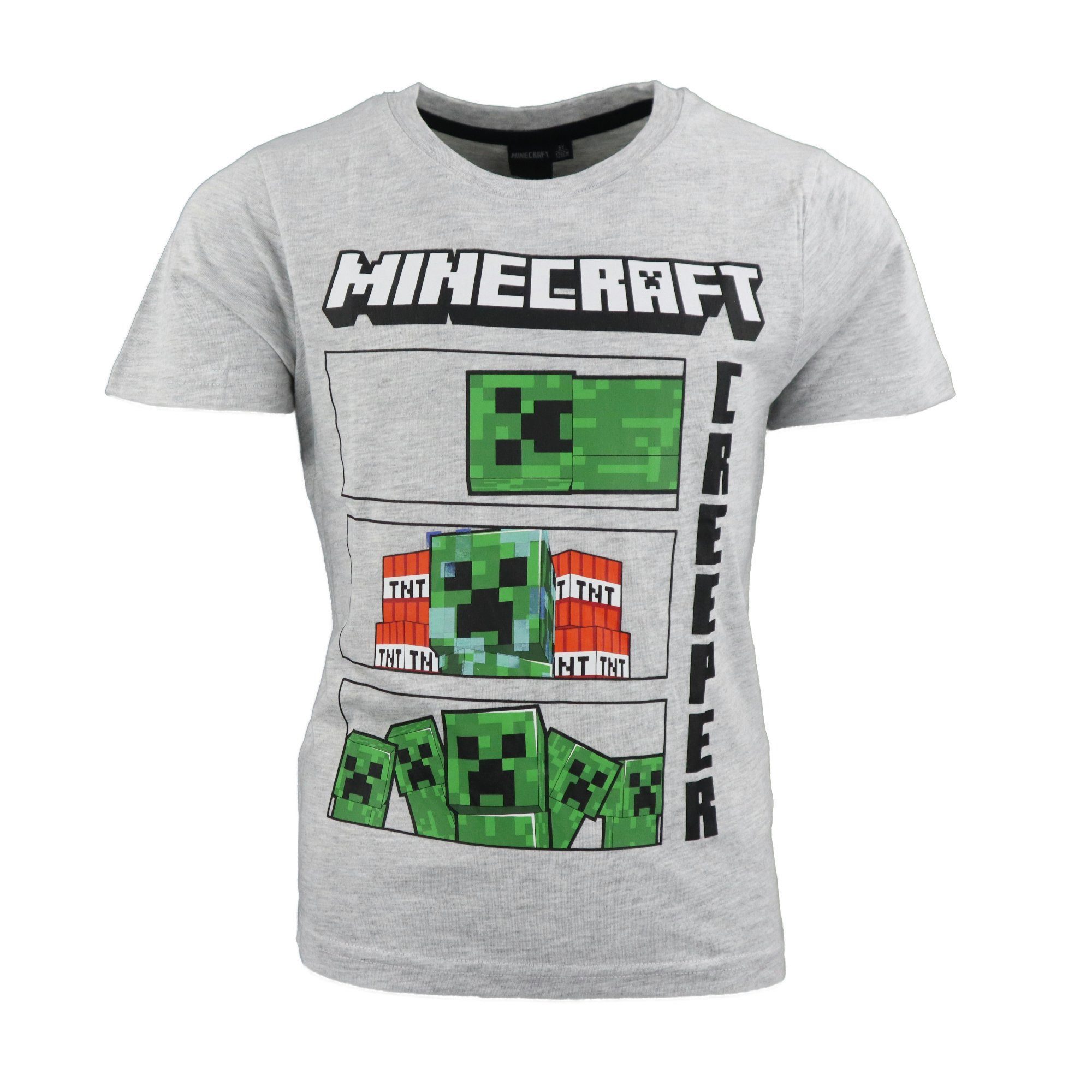 Minecraft Print-Shirt Minecraft Creeper Steve Kinder T-Shirt Kurzarm Shirt Baumwolle Gr. 116