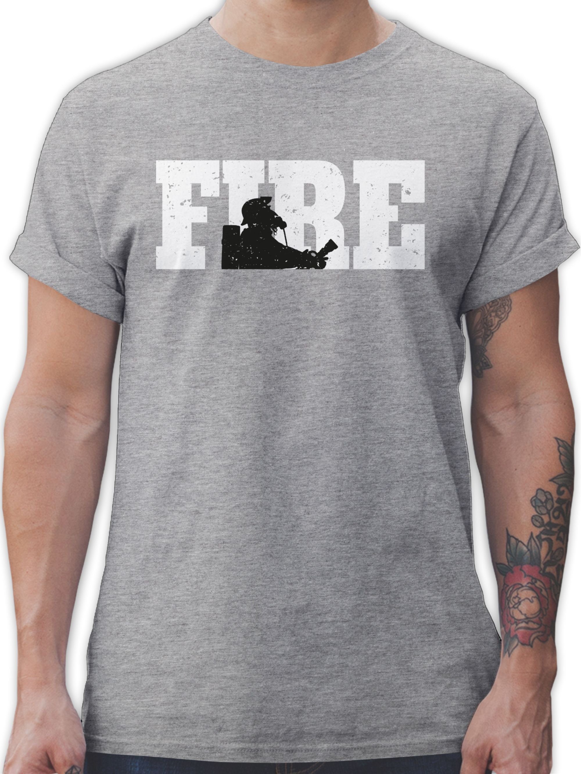 Shirtracer T-Shirt Fire Feuerwehr 3 Grau meliert