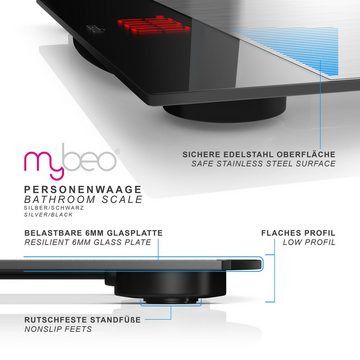 MyBeo Personenwaage, Digitale Edelstahl Körperwaage 3,5" Display, DMS-Sensoren, max. 150kg