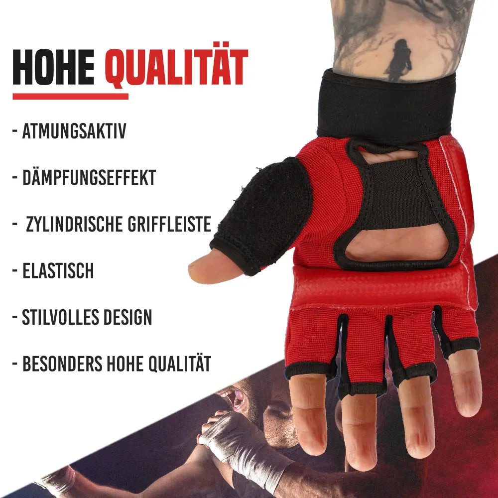 Sport-Knight® MMA-Handschuhe MMA Boxhandschuhe gepolstert mit langer Bandage & Klettverschluss – Bild 4 von 5
