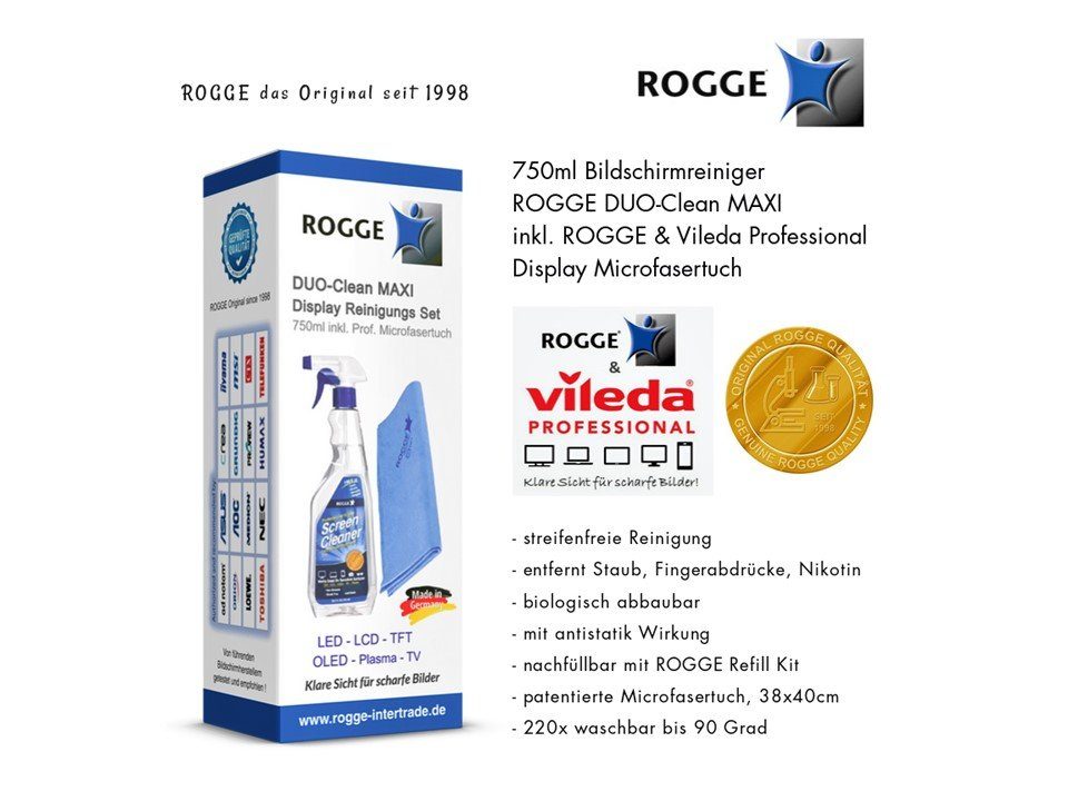 (2-St) 750ml MAXI DUO-Clean Microfasertuch ROGGE ROGGE Vileda inkl. 1x Reinigungsspray Rogge &