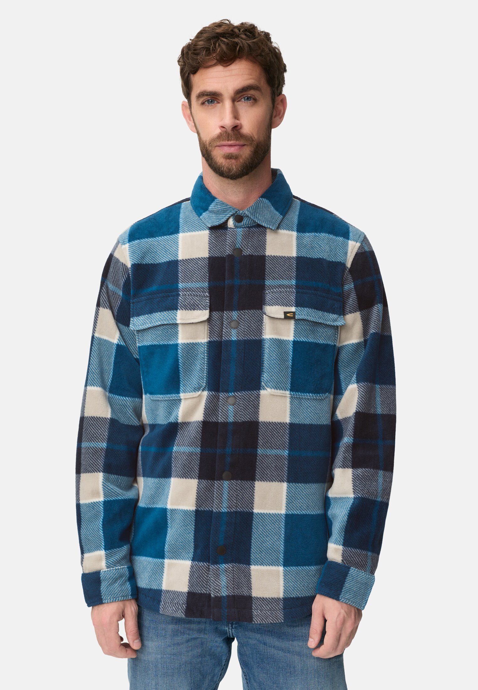 camel active Hemdjacke mit Taschen Langarm Kentkragen Markenlabel günstig online kaufen