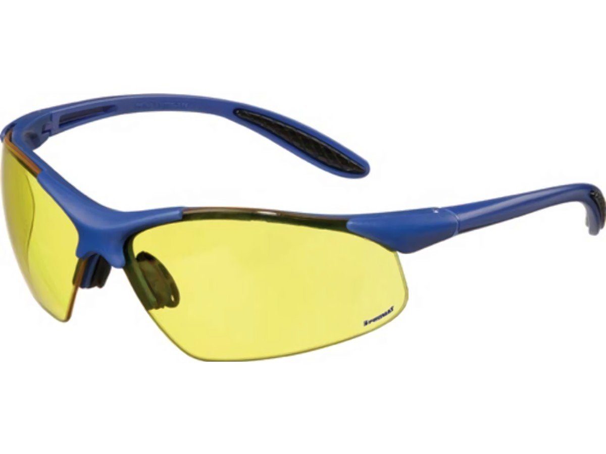 PROMAT Arbeitsschutzbrille Schutzbrille DAYLIGHT PREMIUM EN 166 Bügel dunkelblau,Scheibe gelb PC