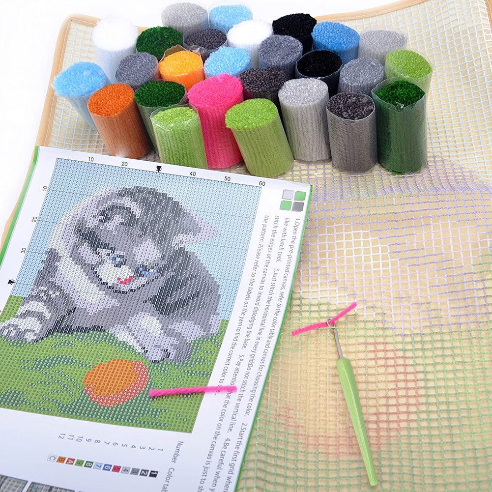 TWSOUL Kreativset DIY Häkelteppich-Set, Teppich-Kreuzstich-Stickerei-Werkze günstig online kaufen