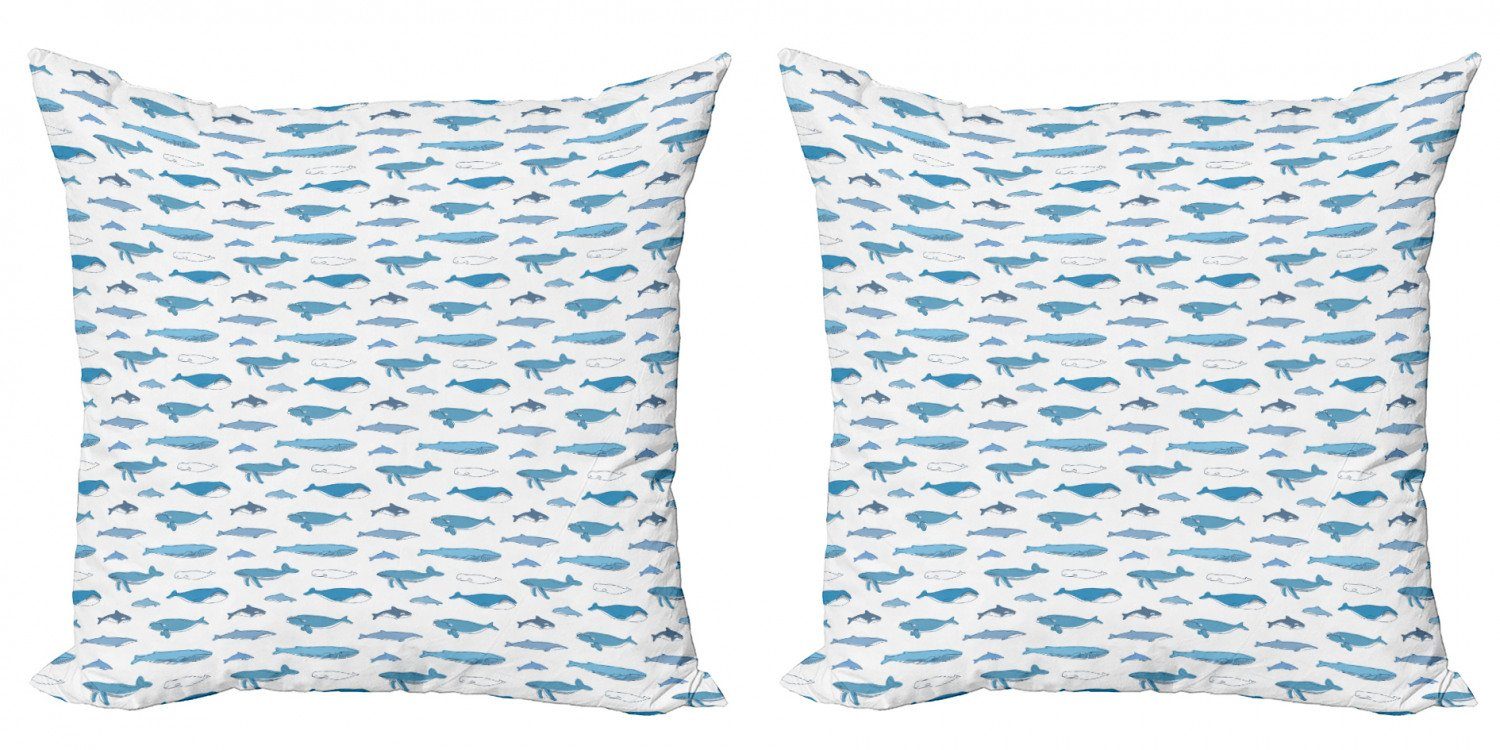 Abakuhaus Accent Drawn Digitaldruck, Stück), (2 Modern Kissenbezüge Wassersäugetier Wal Doppelseitiger Hand