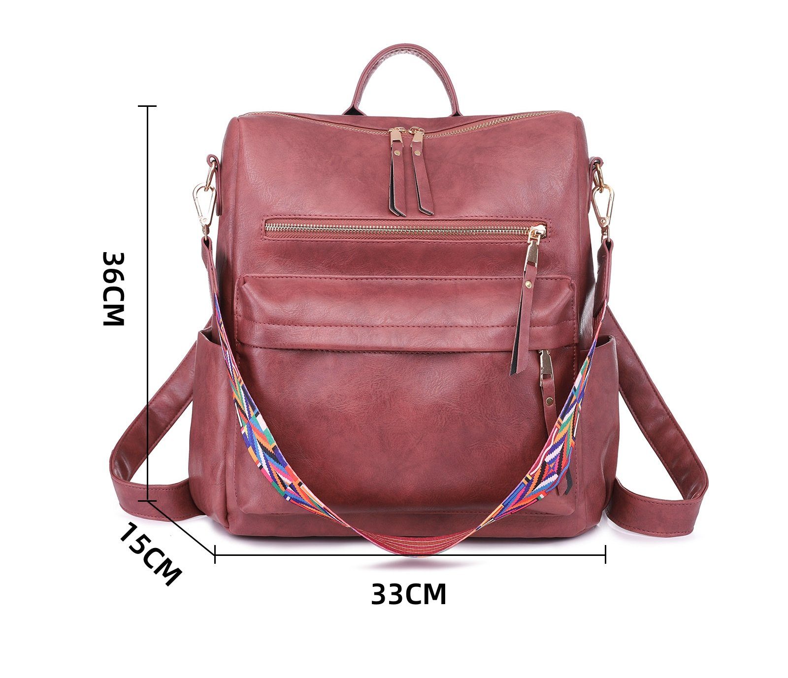 Schulrucksack Weinrot Schule Notebook Tasche, (Kunstleder Laptop Schultertasche, cm, Reiserucksack Vintage), Laptoprucksack Jungen Arbeit WISHDOR Rucksack, Reisen Teenager Rucksack Damen Freizeit 33x36x15 Herren für Business rucksack