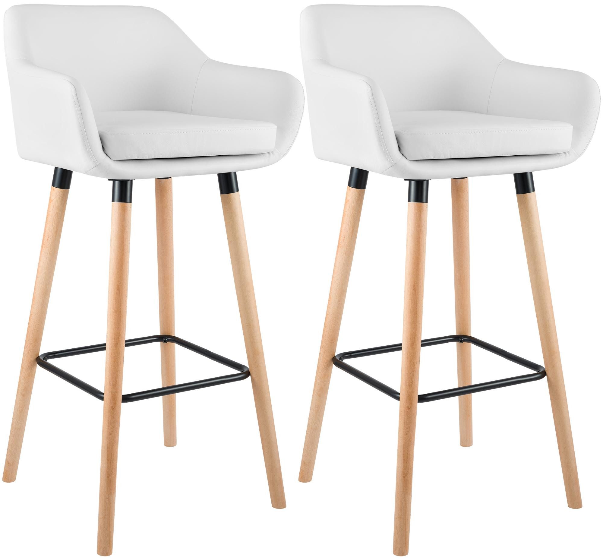 CLP Barhocker Grant Kunstleder (2er Set, 2 St., 2er), Kunstlederbezug, Buchenholz