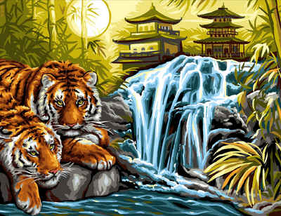 MAMMUT Spiel und Geschenk Malvorlage Tiger am Fluss, 29,2 cm x 38,2 cm