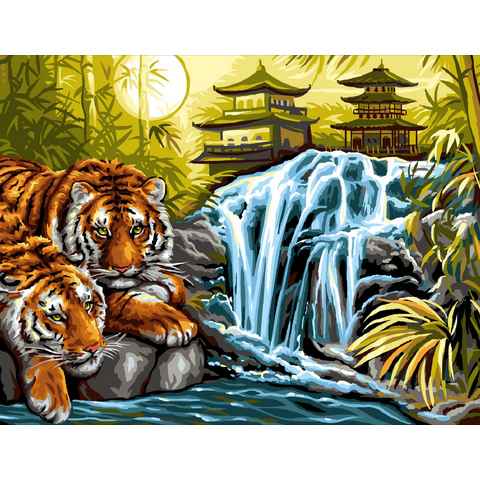 MAMMUT Spiel und Geschenk Malvorlage Tiger am Fluss, 29,2 cm x 38,2 cm