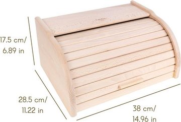Creative Home Brotkasten Holz 38 x 28,5 x 17,5 cm Brotkiste mit Rolldeckel Brotbox
