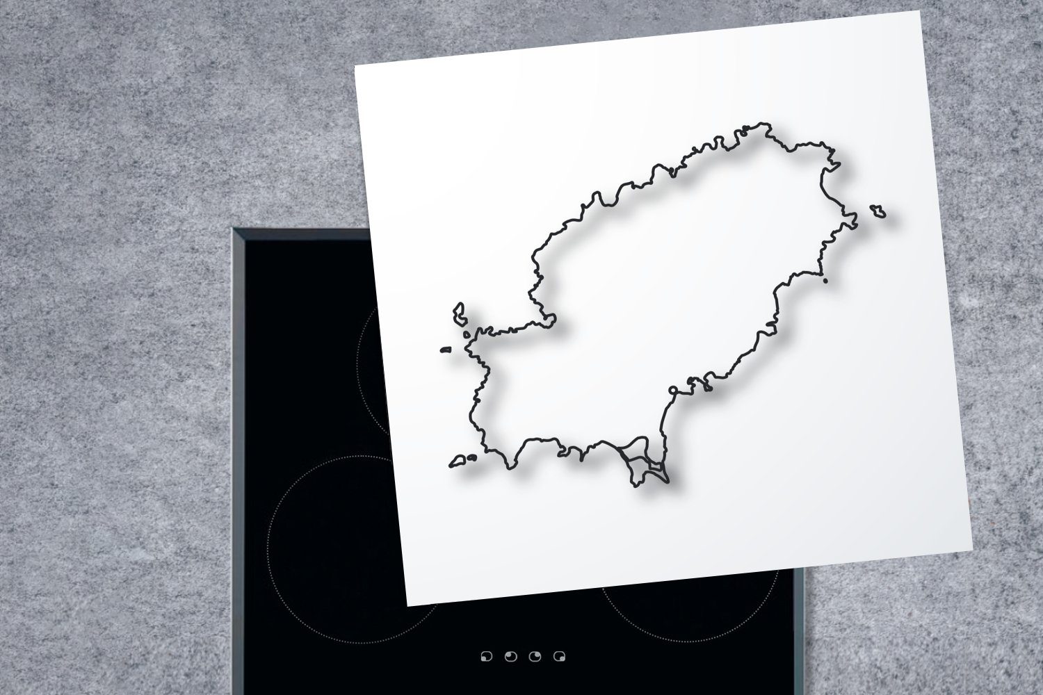 Karte küche einer cm, (1 Ibiza, Ceranfeldabdeckung, Vinyl, Illustration 78x78 tlg), für Herdblende-/Abdeckplatte Arbeitsplatte MuchoWow von