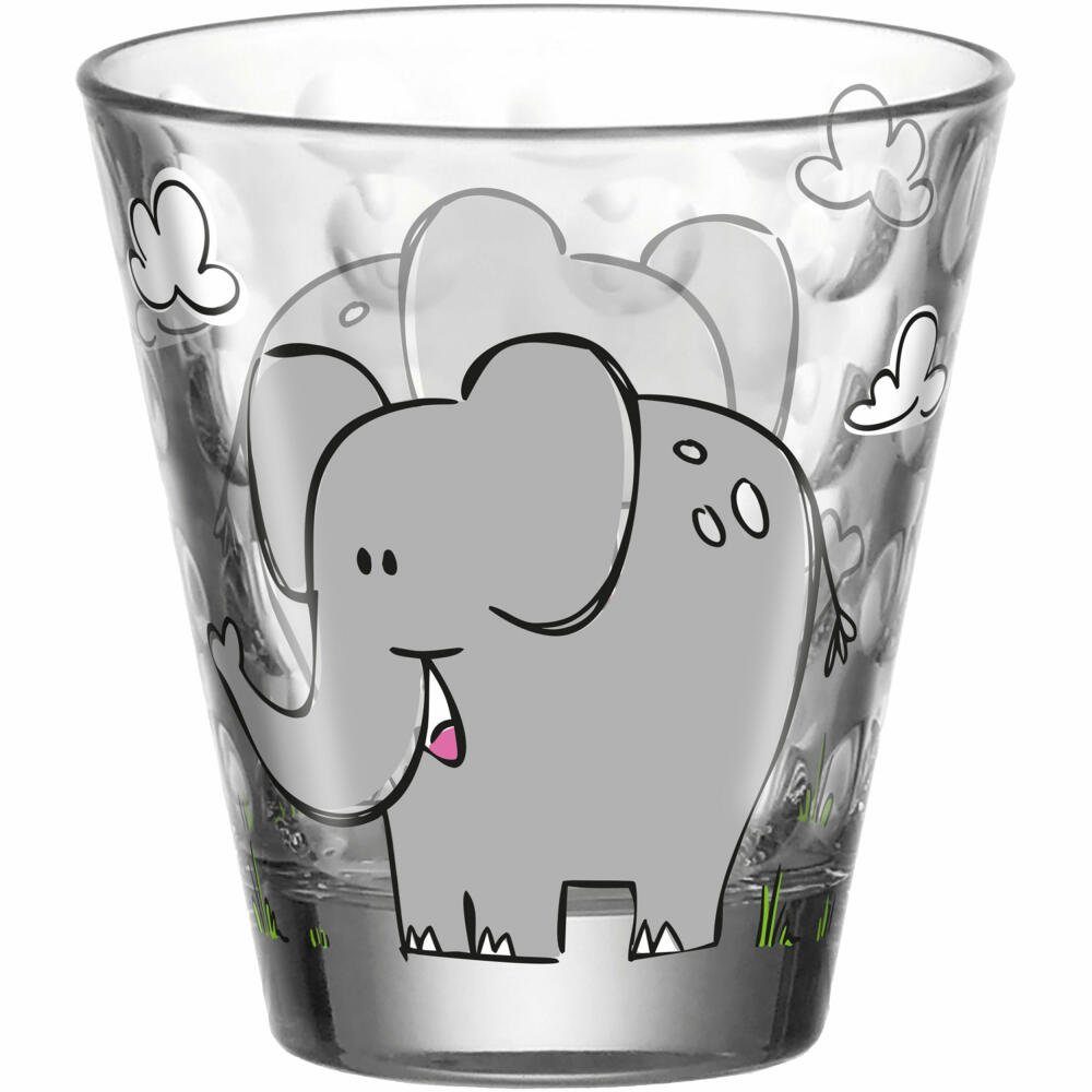 LEONARDO Kinderbecher Bambini Optic Elefant, 215 ml, Kalk-Natron-Glas