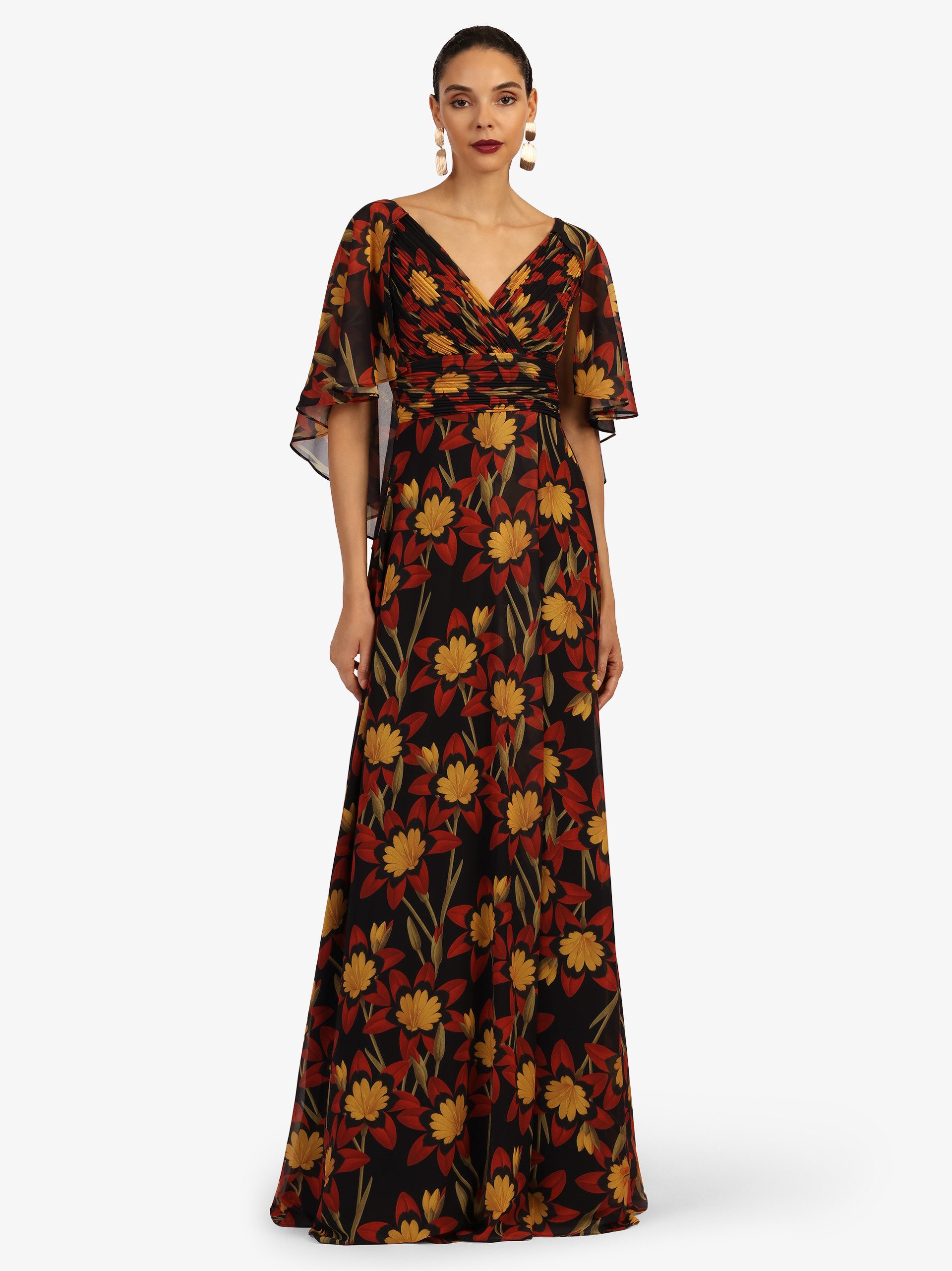 Kraimod Abendkleid mit floralem Print und Volantärmeln günstig online kaufen
