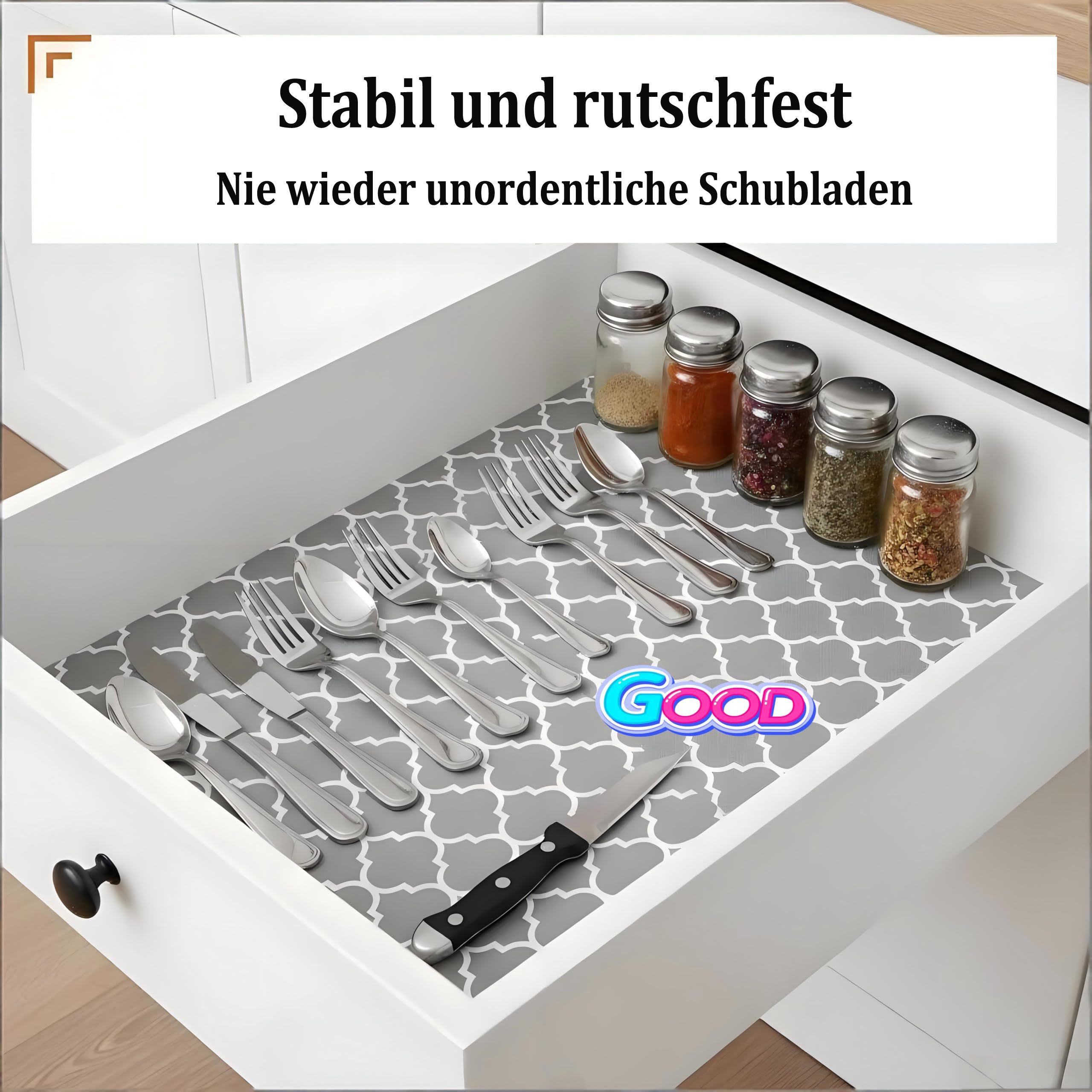 Agger Schubladenmatte Wasserdichte und ölbeständige Schubladenmatte, Küchen und Schrankmatte, Kühlschrank-Einlegebodenmatte, verdickte Schubladeneinlage – Bild 2 von 5