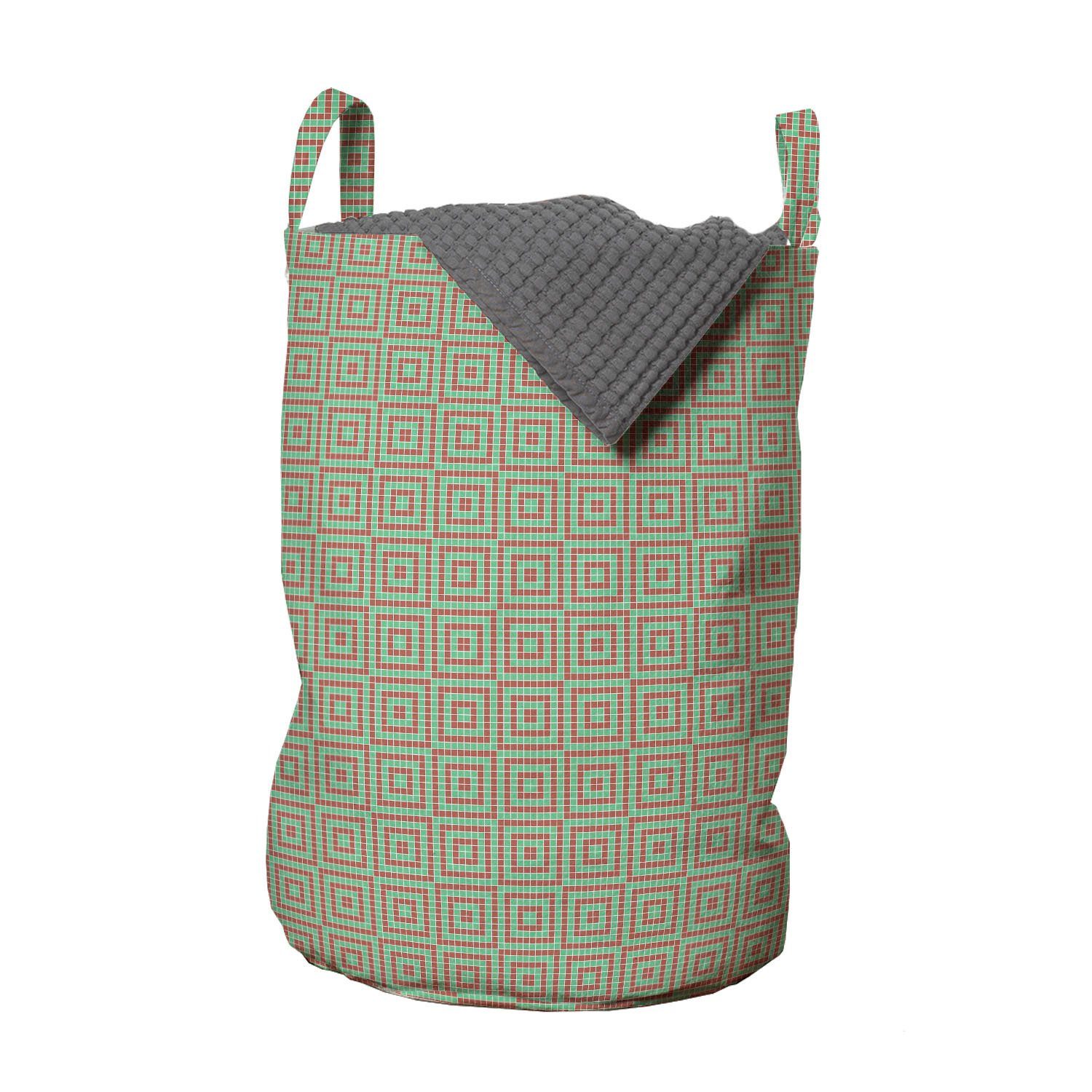 Abakuhaus Wäschesäckchen Wäschekorb mit Griffen Kordelzugverschluss für Waschsalons, Geometrisch Squares Mosaic | Wäschesäcke