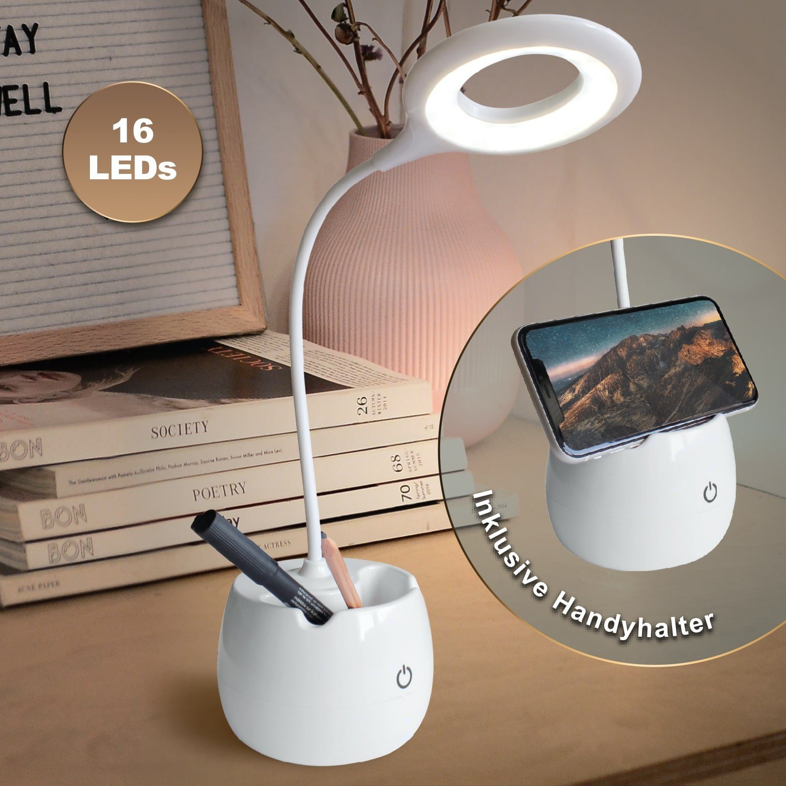 EAXUS LED Schreibtischlampe Touch USB Tischleuchte mit Stiftehalter und Han günstig online kaufen