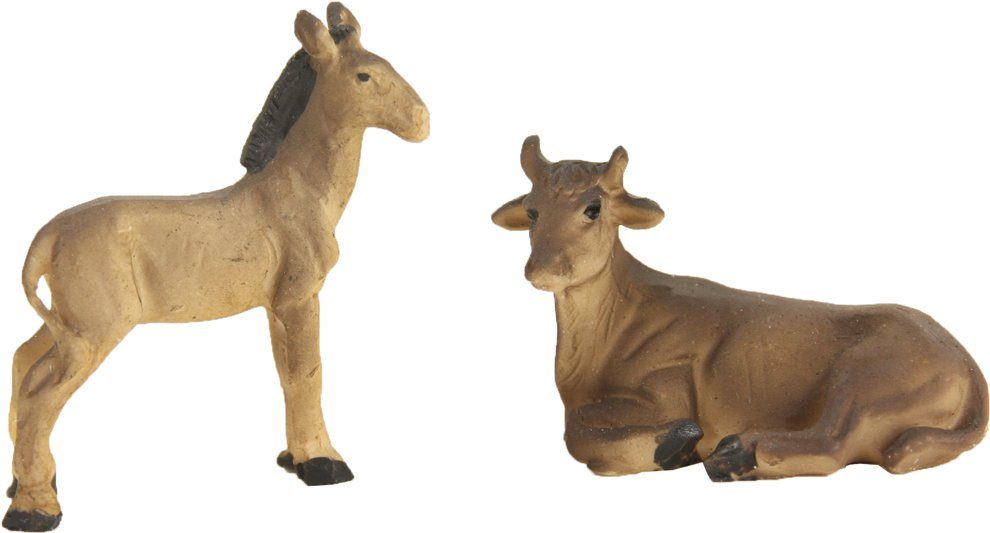 FADEDA Tierfigur 2x FADEDA Ochs und Esel, Höhe in cm: 4 (2 St)