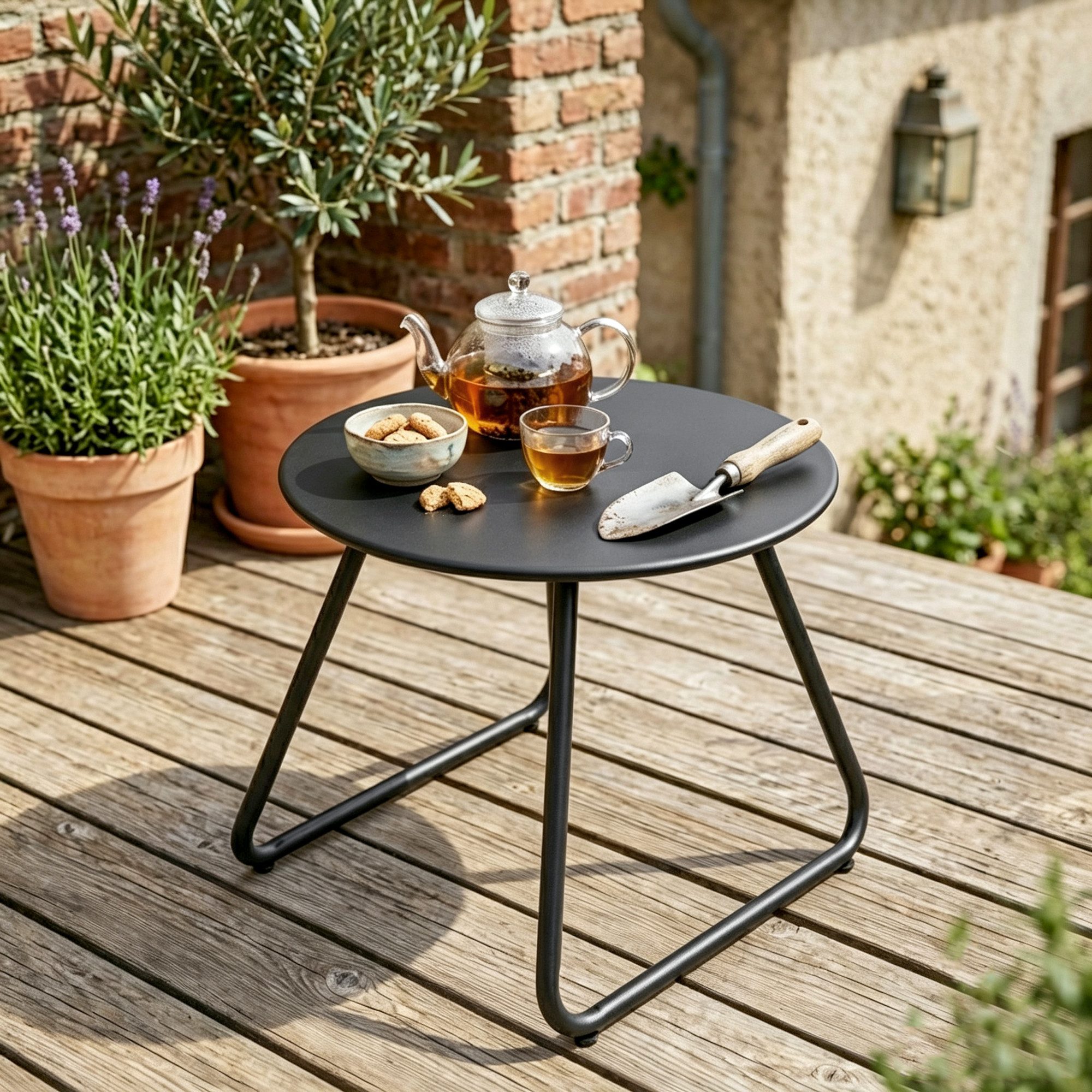 Avestar Beistelltisch 45 cm runder Outdoor‑Metall‑Beistelltisch, pulverbeschichtet (1-St), Witterungsbeständig, kratzfest, langlebig, stabil – Bild 3 von 5