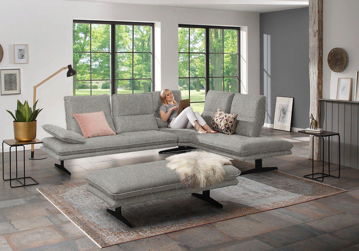 W.SCHILLIG Ecksofa broadway, Designsofa, toller Sitzkomfort, zeitlos, elegant, L-Form, Sitztiefenverstellung, Kopfteil- & Seitenteilverstellung, Breite 284cm