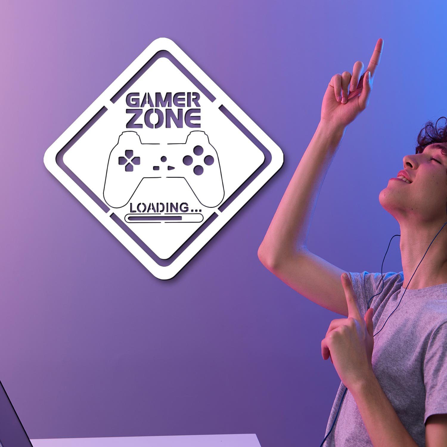 Namofactur LED Dekolicht RGB Farbwechsel Gamer Geschenk - Gamingzone Loading Wand Deko USB, LED fest integriert, Farbwechsler – Bild 3 von 5