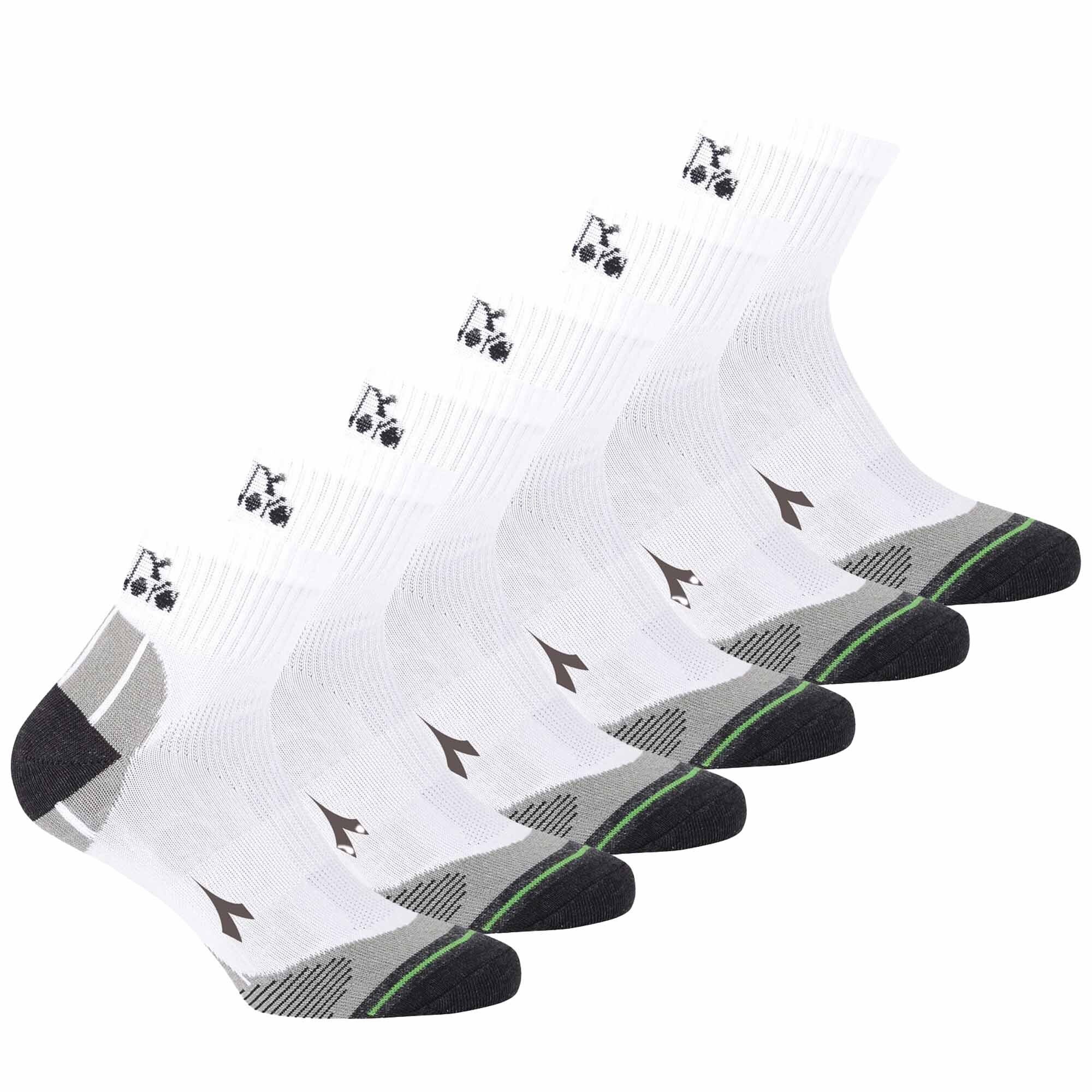 Diadora Sportsocken Unisex Quarter Sportsocken, 6er Pack - Socken Weiß