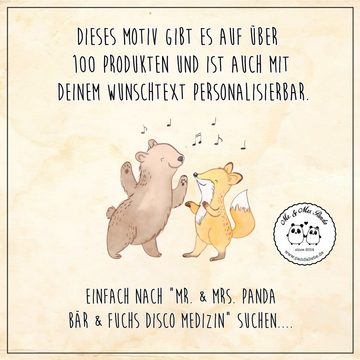 Mr. & Mrs. Panda Tragetasche Bär & Fuchs Disco - Transparent - Geschenk, Stoffbeutel, Sportler, Be (1-tlg), Cross Stitching Griffe