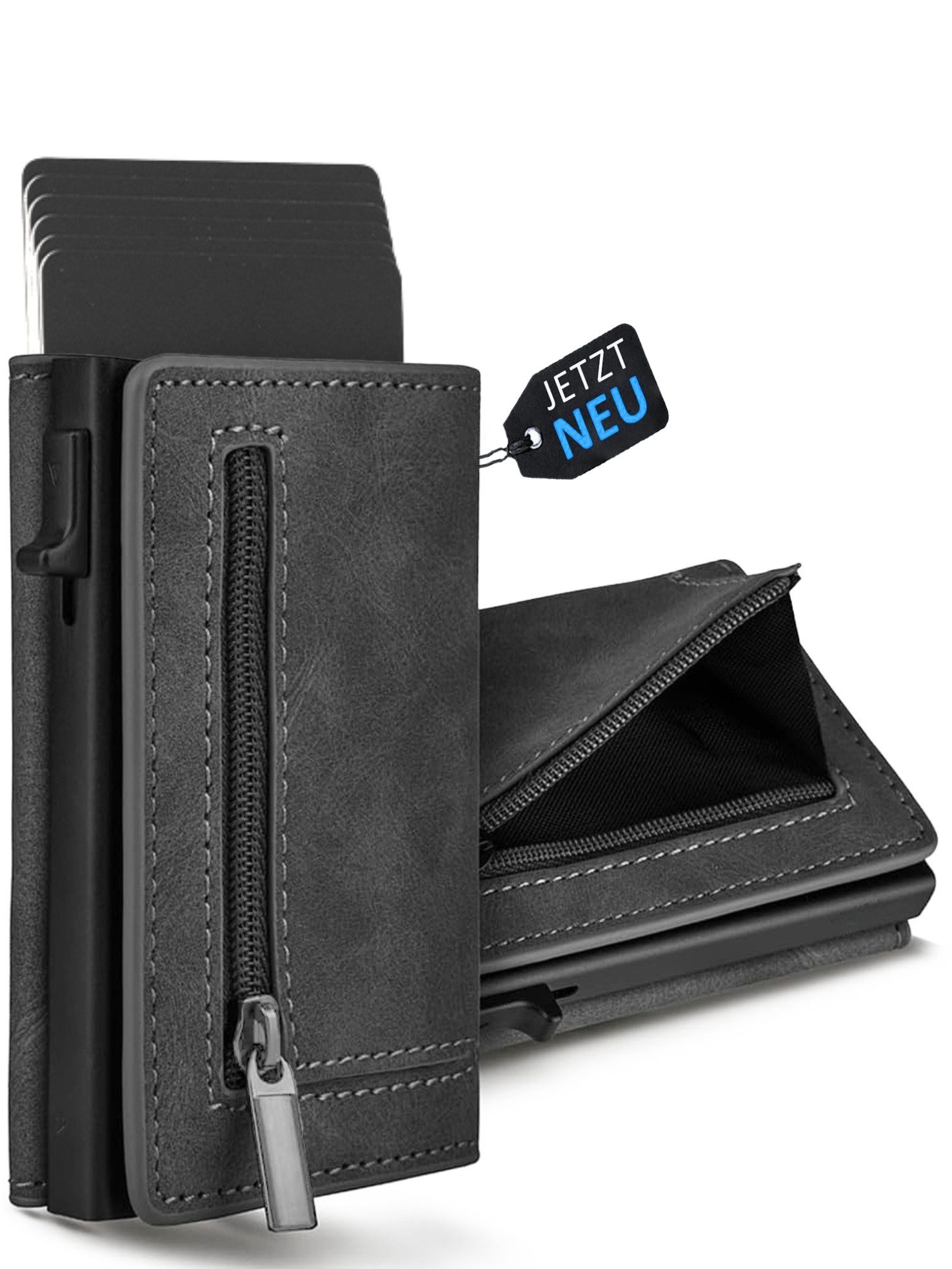 S&T Design Brieftasche S&T Design RFID Blocker Cardholder Slim Wallet Herren veganem Leder (S&T Design portemonnaie, Mit Geschenk verpackung), 8 Kartenfächer, Hochwertiges Material, Elegant, Geschenkbox
