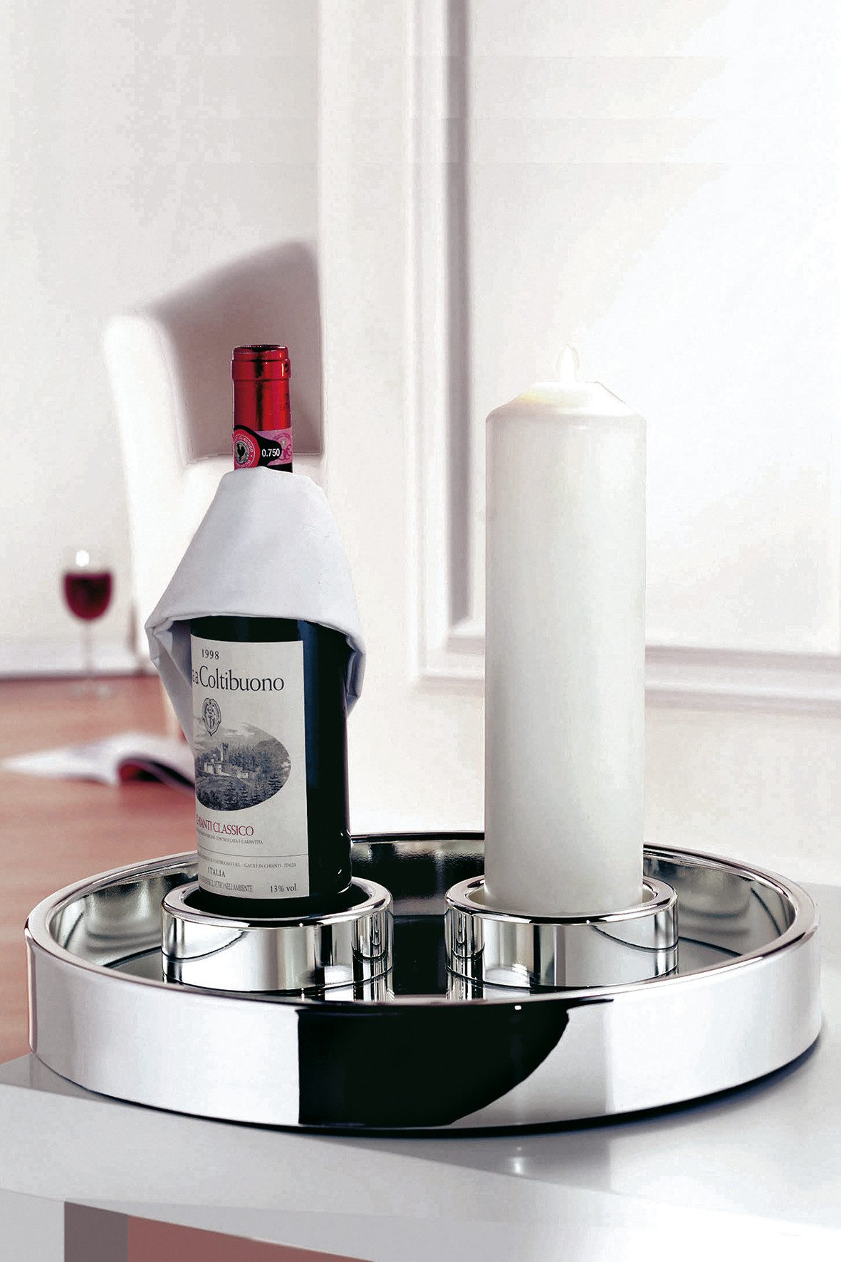 Fink Tablett EMPIRE, Metall, (1-tlg), Serviertablett, Dekoaccessoires, mit Spiegeleinsatz, Durchmesser 38 cm