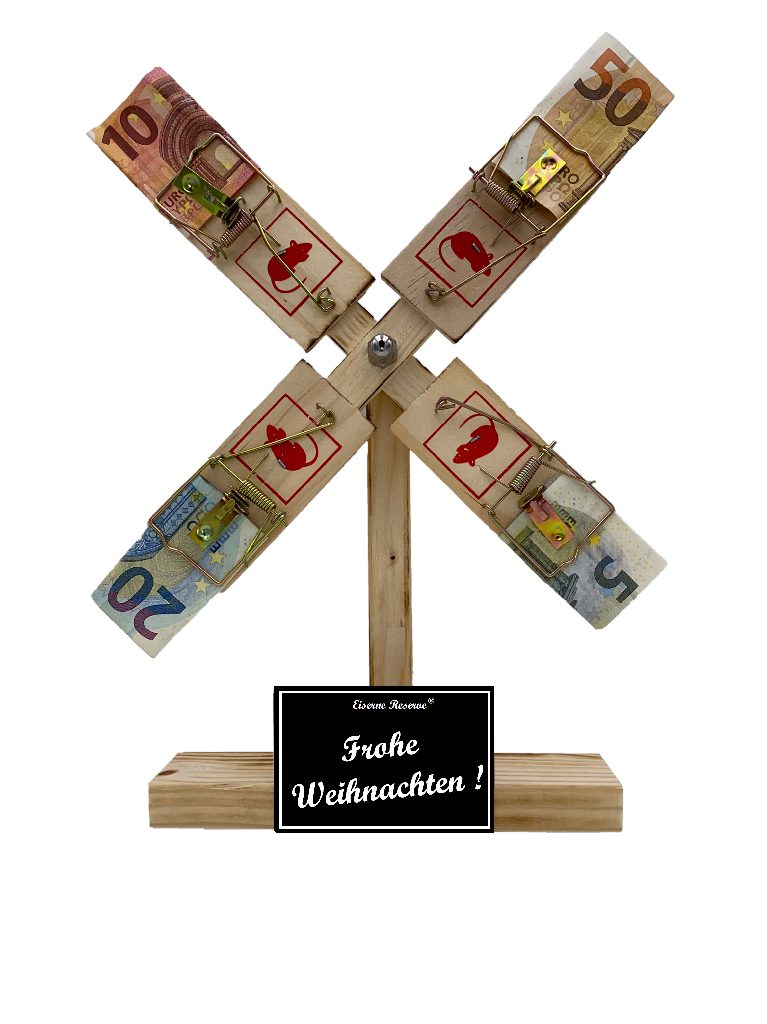 Eiserne Reserve® Geschenkbox Eiserne Reserve Frohe Weihnachten - Windmühle Geld  Geschenk - Geschenkidee Geldgeschenk für Männer Frauen Geld verschenken