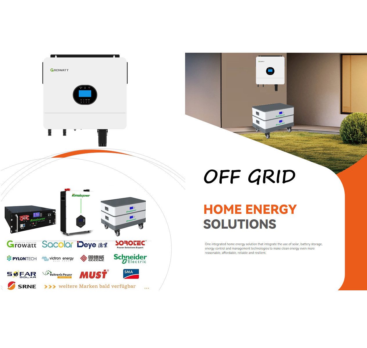TZIpower Off-Grid Wechselrichter Growatt SPF ES 6kW mit Speicher 5kWh 10kWh PV Solarakkus