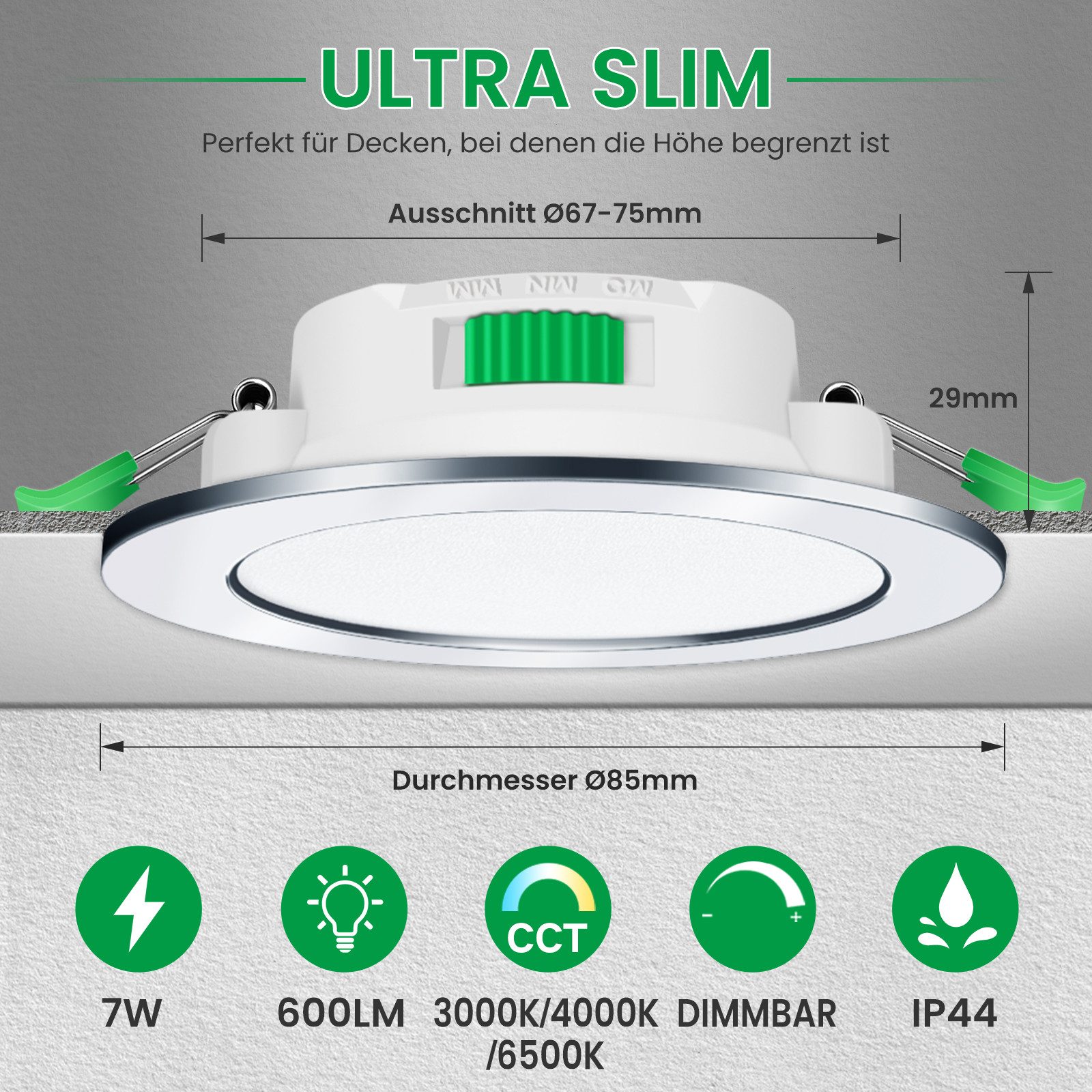 ALUSSO LED Einbaustrahler 6er-Set, 7W Decken günstig online kaufen