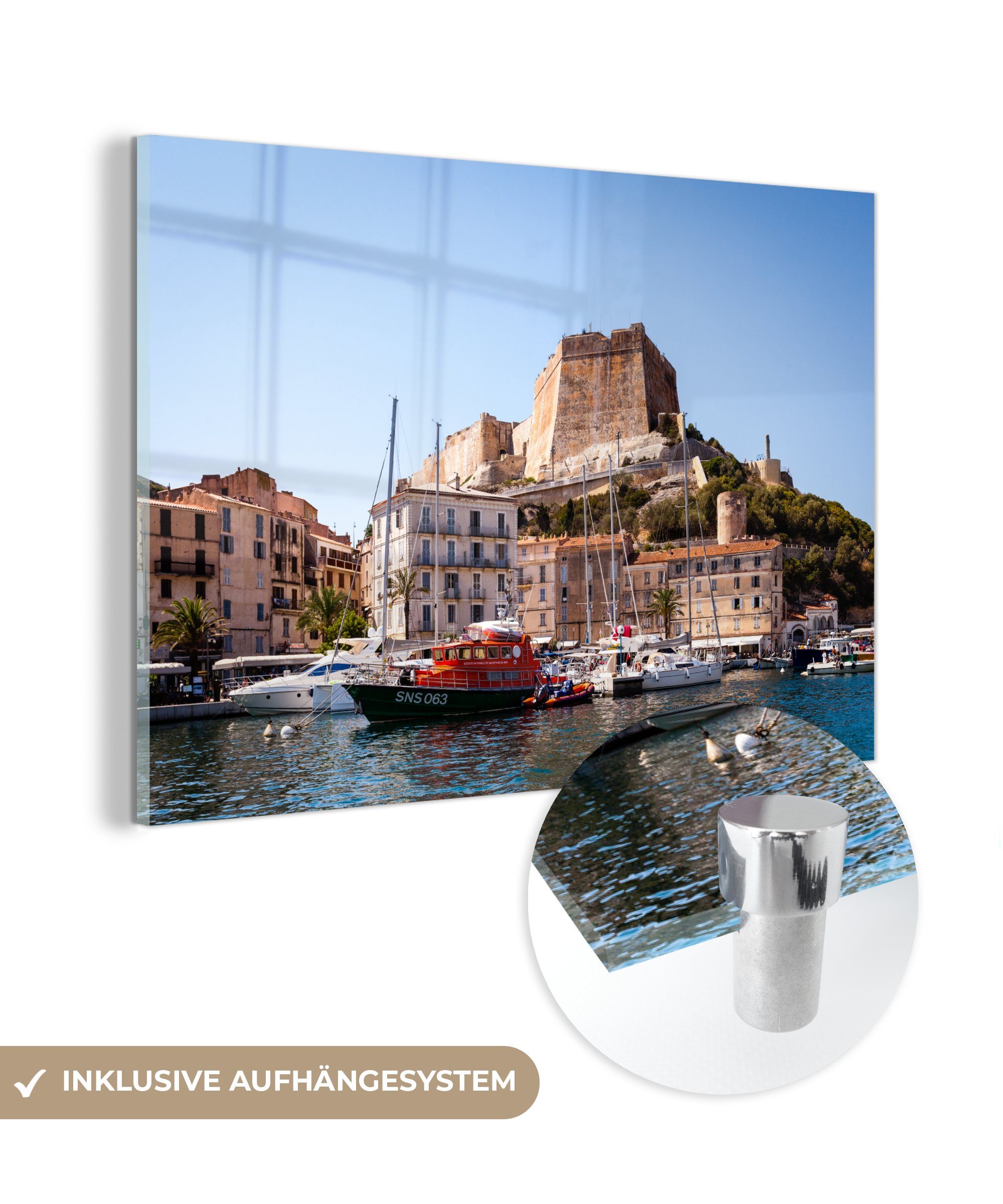 Acrylglasbild St), Wohnzimmer & (1 Korsika, Acrylglasbilder Schlafzimmer auf Hafen MuchoWow