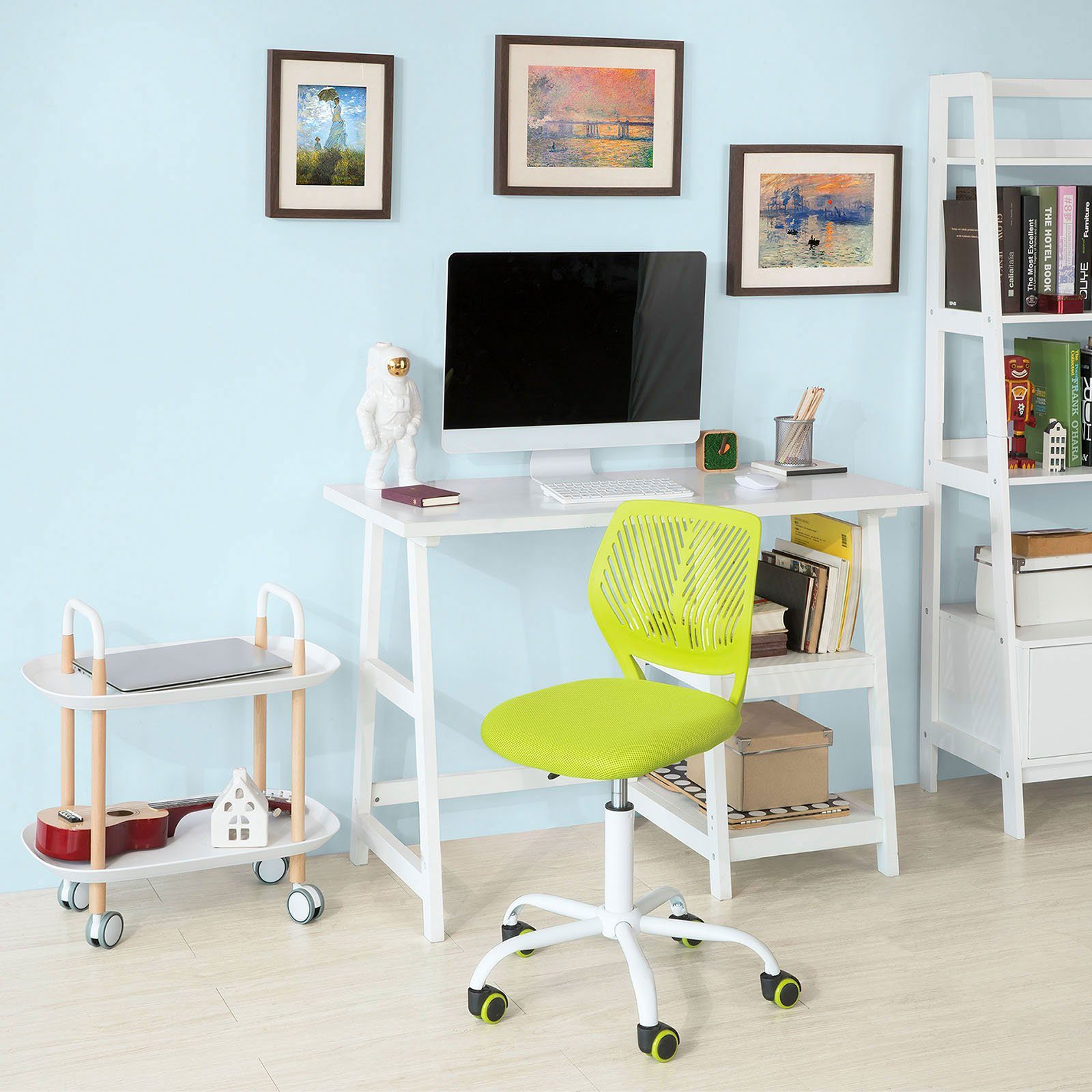 mit Jugenddrehstuhl Rücklehne Schreibtischstuhl grün SoBuy Drehstuhl FST64, Bürostuhl höhenverstellbar