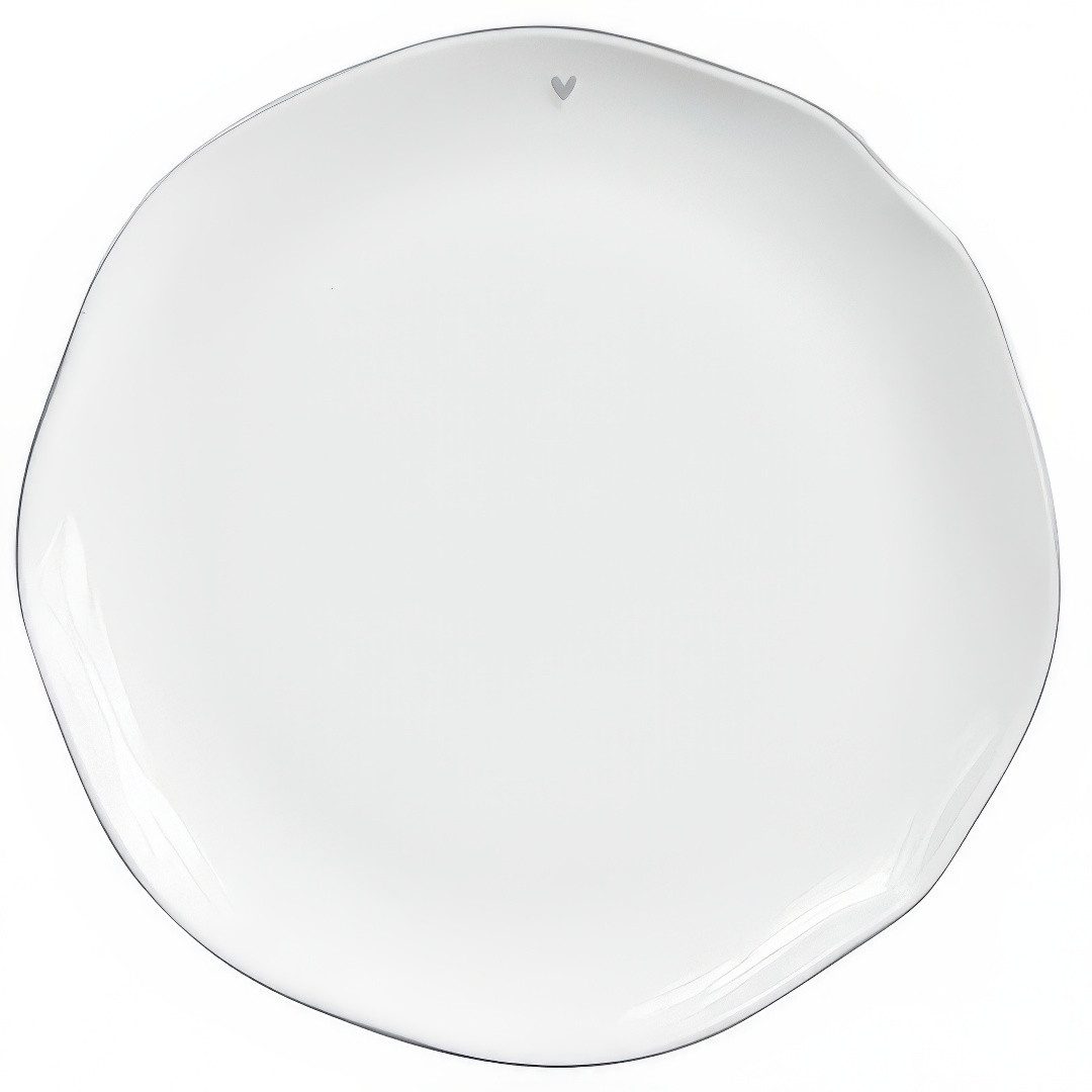 Bastion Collections Speiseteller graues Herz, Spülmaschinengeeignet, Weiß, Herz, ⌀ 27cm, Weiß, Herz, H: 2.6cm